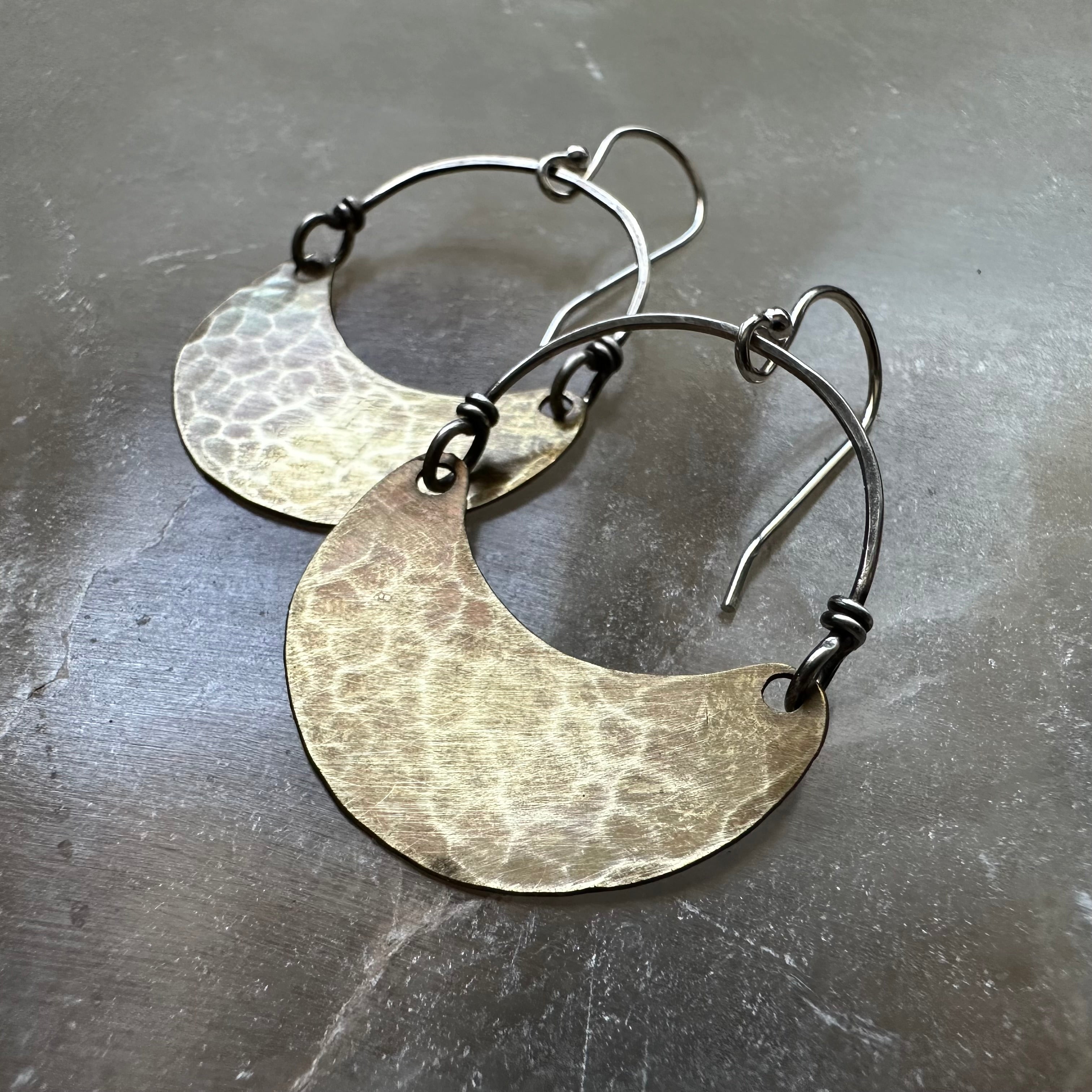 Brass Crescent Earrings