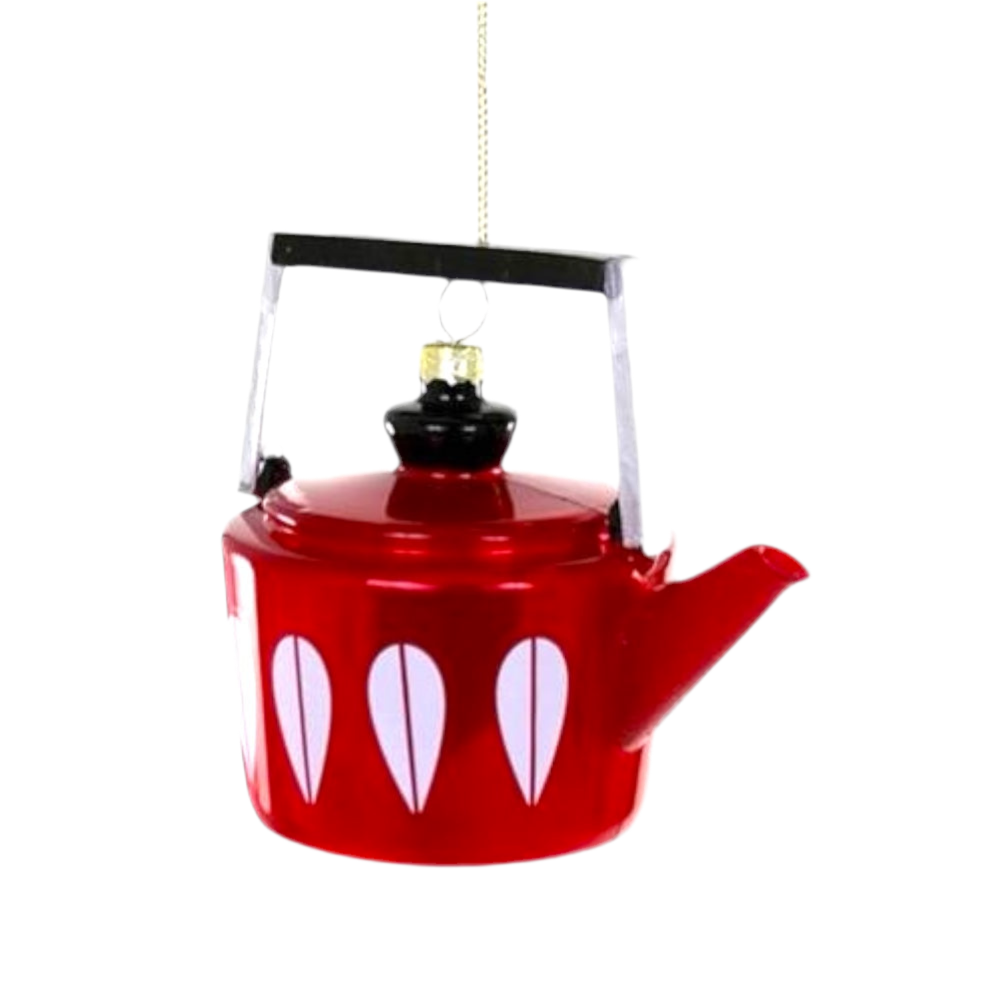 Mid Century Modern Tea Pot Blown Glass Ornaments 2 Asst