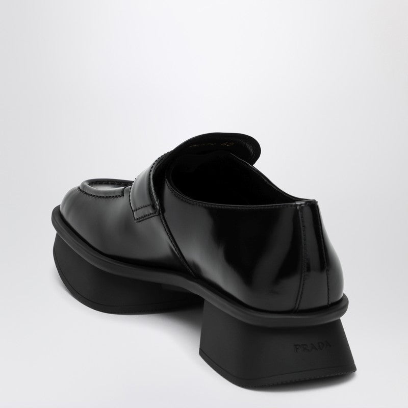Prada Black Brushed Leather Moccasins Equal Women