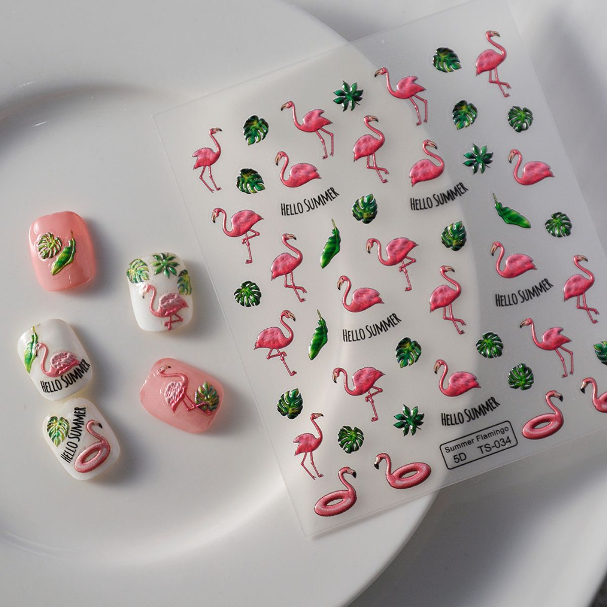 Summer Flamingo Nail Art Stickers
