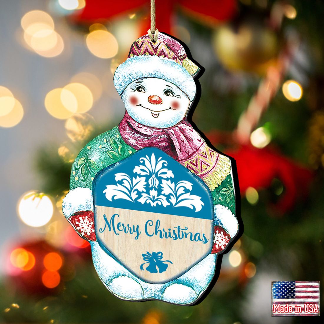 Snowman Christmas Wooden Ornaments by G. DeBrekht - Christmas Santa Snowman Decor - 8116101