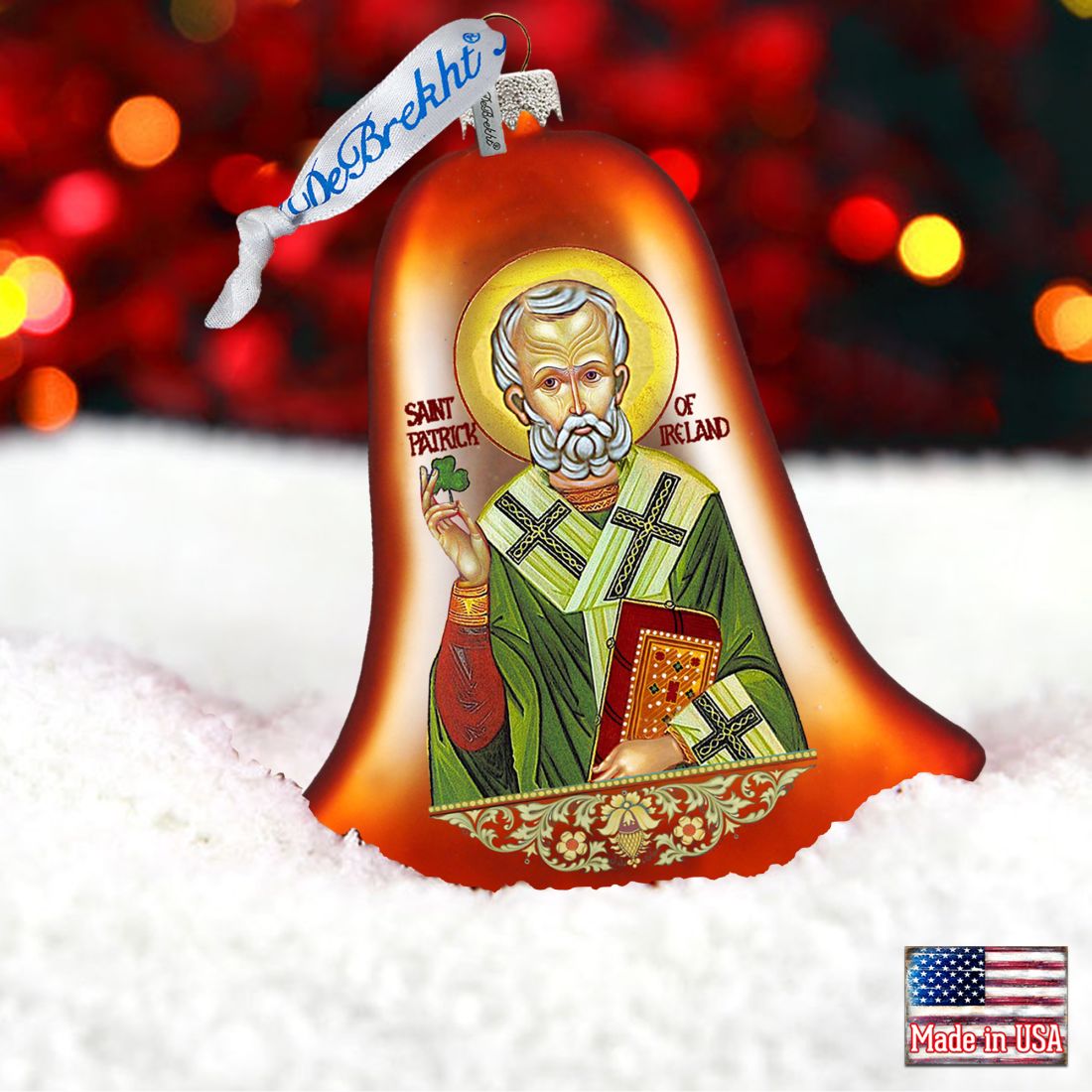 Saint Patrick Glass Ornament by G. DeBrekht - Celtic Decor - 752-060