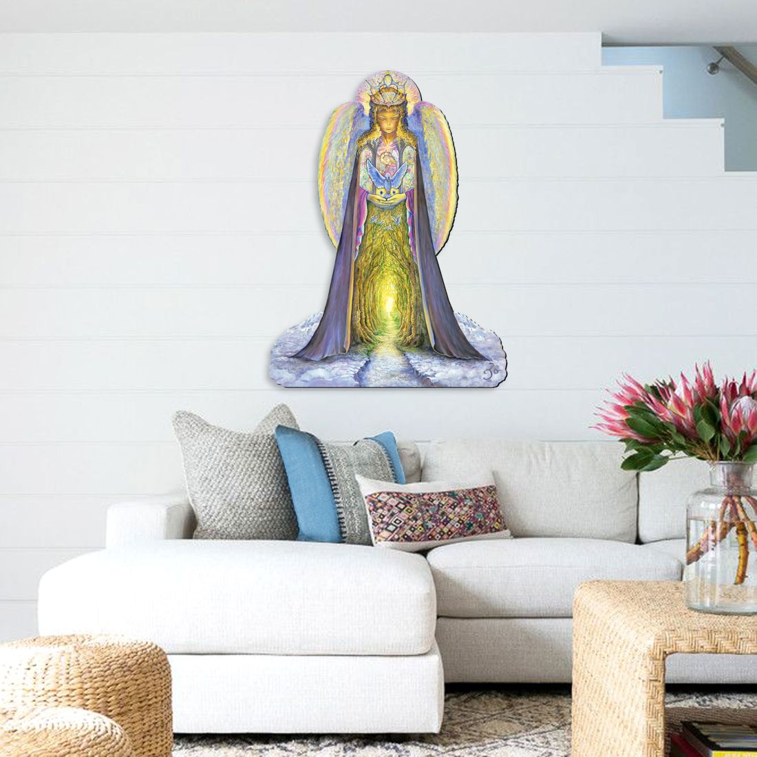 The Angel and The Blue Cat Oversized Decor by Josephine Wall - Christmas Decor - 845623H-JW