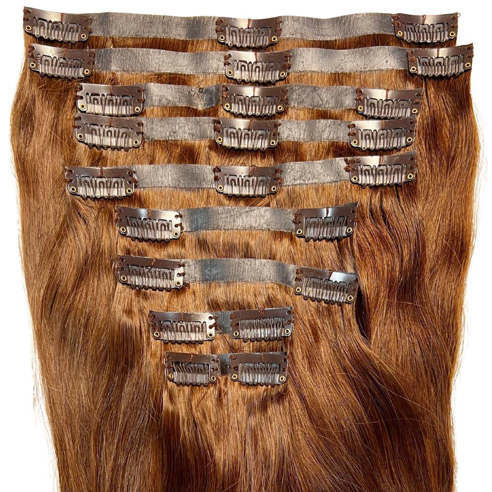 Medium Brown Seamless Clip-In 100% Human Hair Extensions
