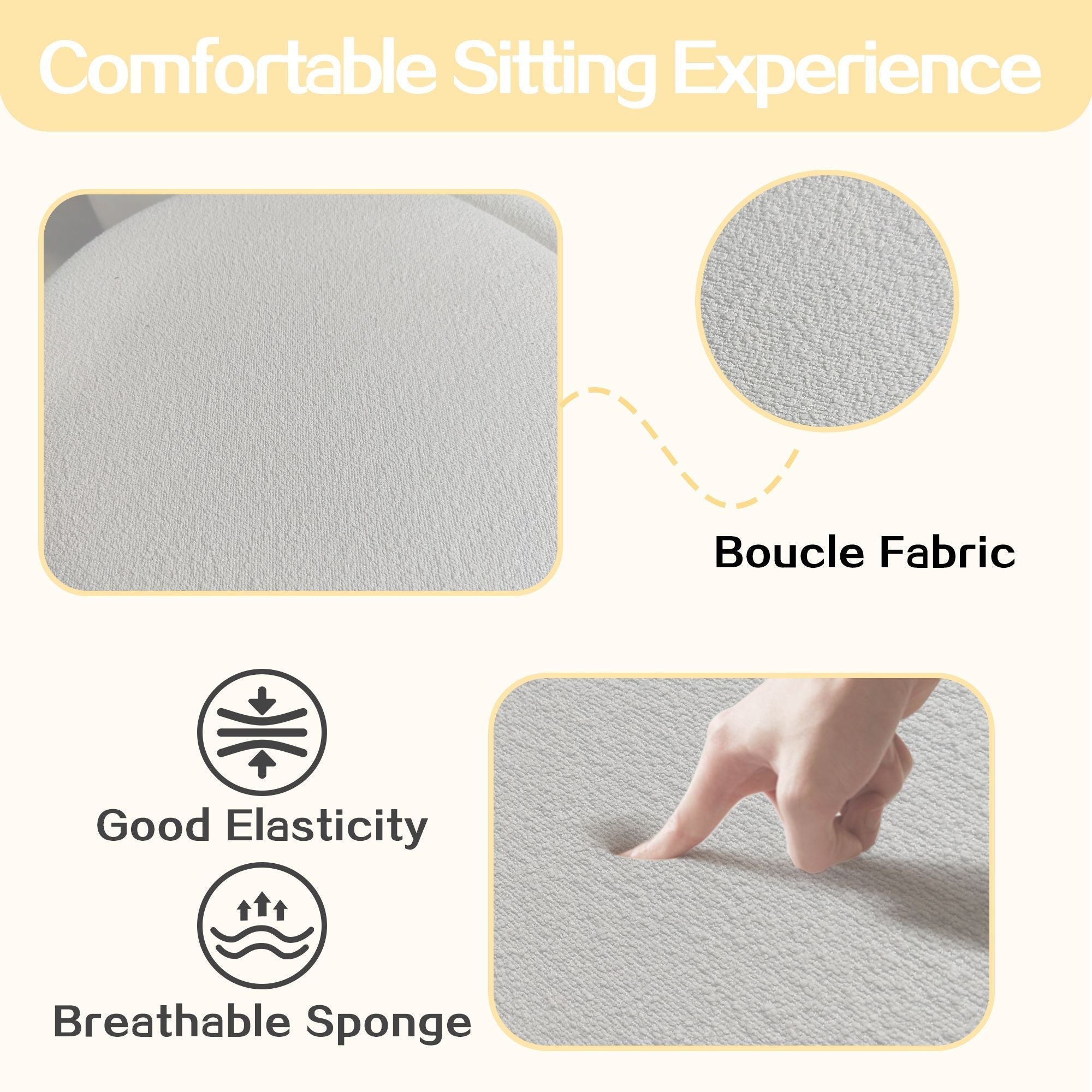 1pc 19.69"Faux Fur Pouf Ottoman Modern Boucle Upholstered With Storage, Multifunctional Upholstered Vanity Chairs For Makeup, Soft Padded Seat With Removable Lid