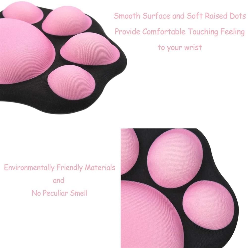 1pc Cute Mouse Wrist Support Pad Cat Paw Pattern Comfortable Soft Wrist Rest Hand Pillow Relief Non-Slip Rubber Base Home Office