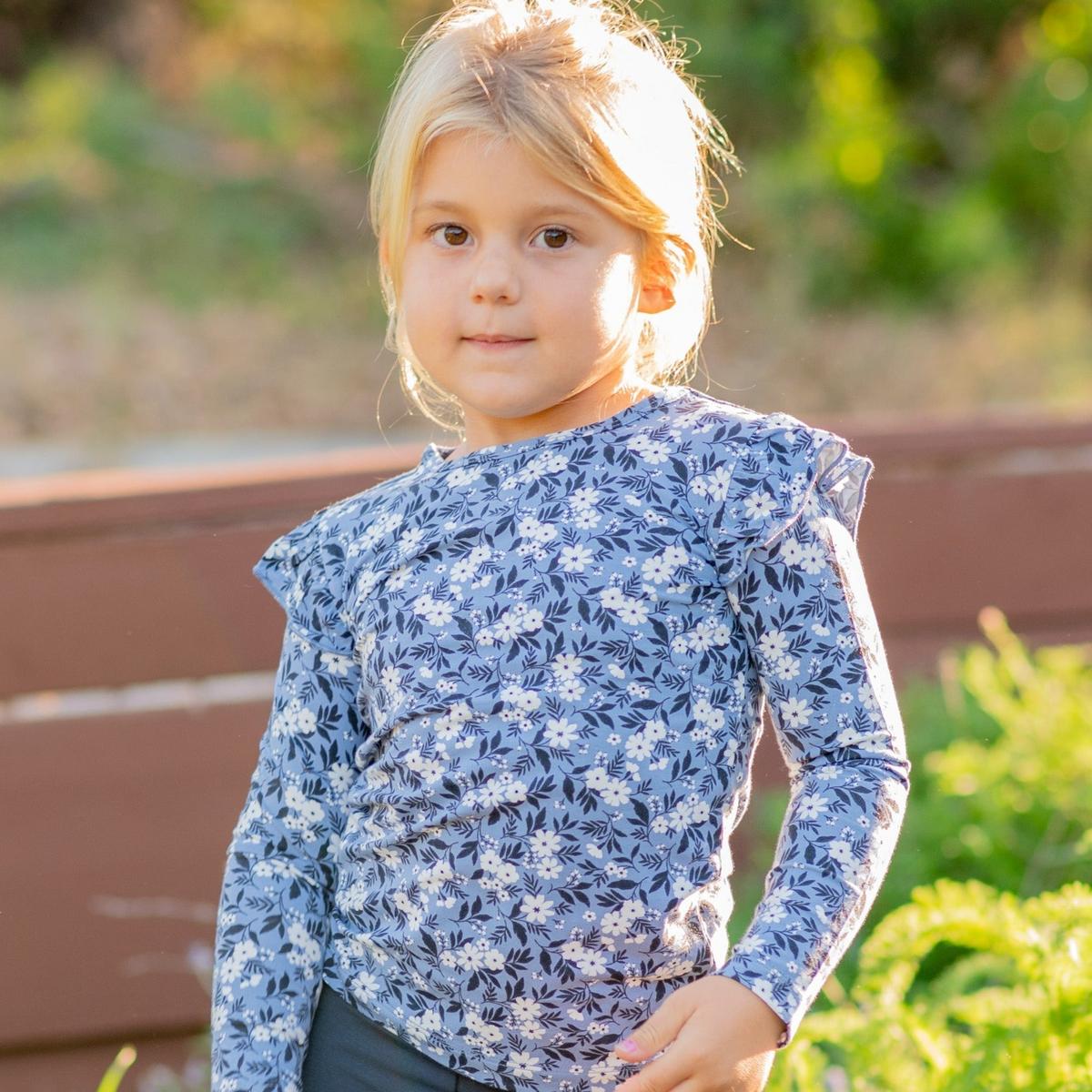 Ruffle Top - Vintage Floral Blue