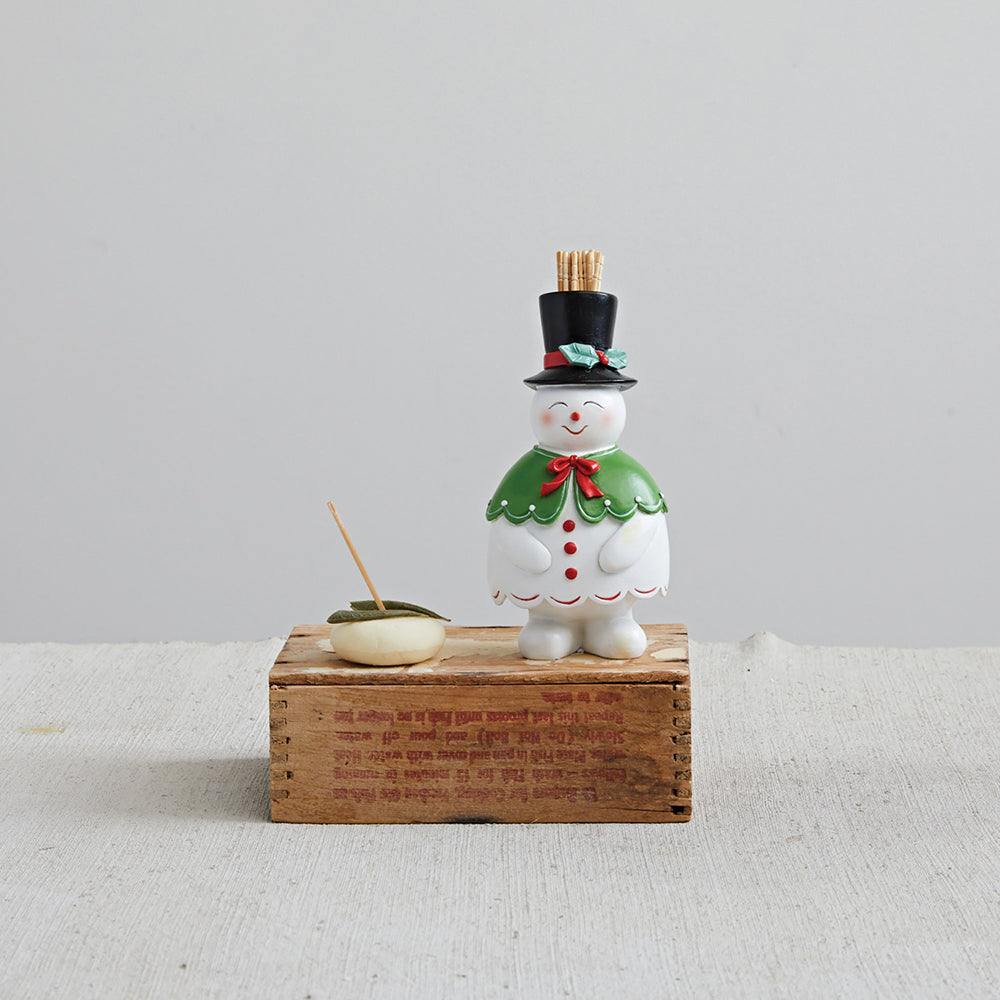 Resin Snowman Toothpick Holder w/ Top Hat