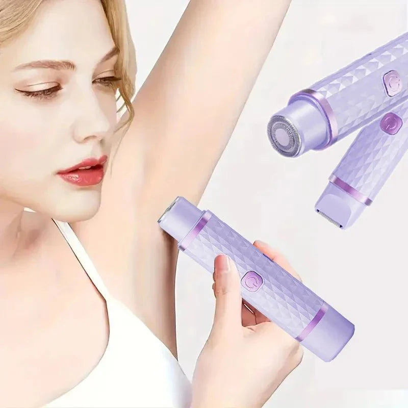2-in-1 women's electric shaver - suitable for dry and wet hair removal on bikinis, eyebrows, face, legs, and armpits.