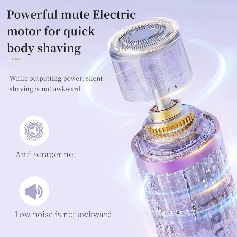 2-in-1 women's electric shaver - suitable for dry and wet hair removal on bikinis, eyebrows, face, legs, and armpits.