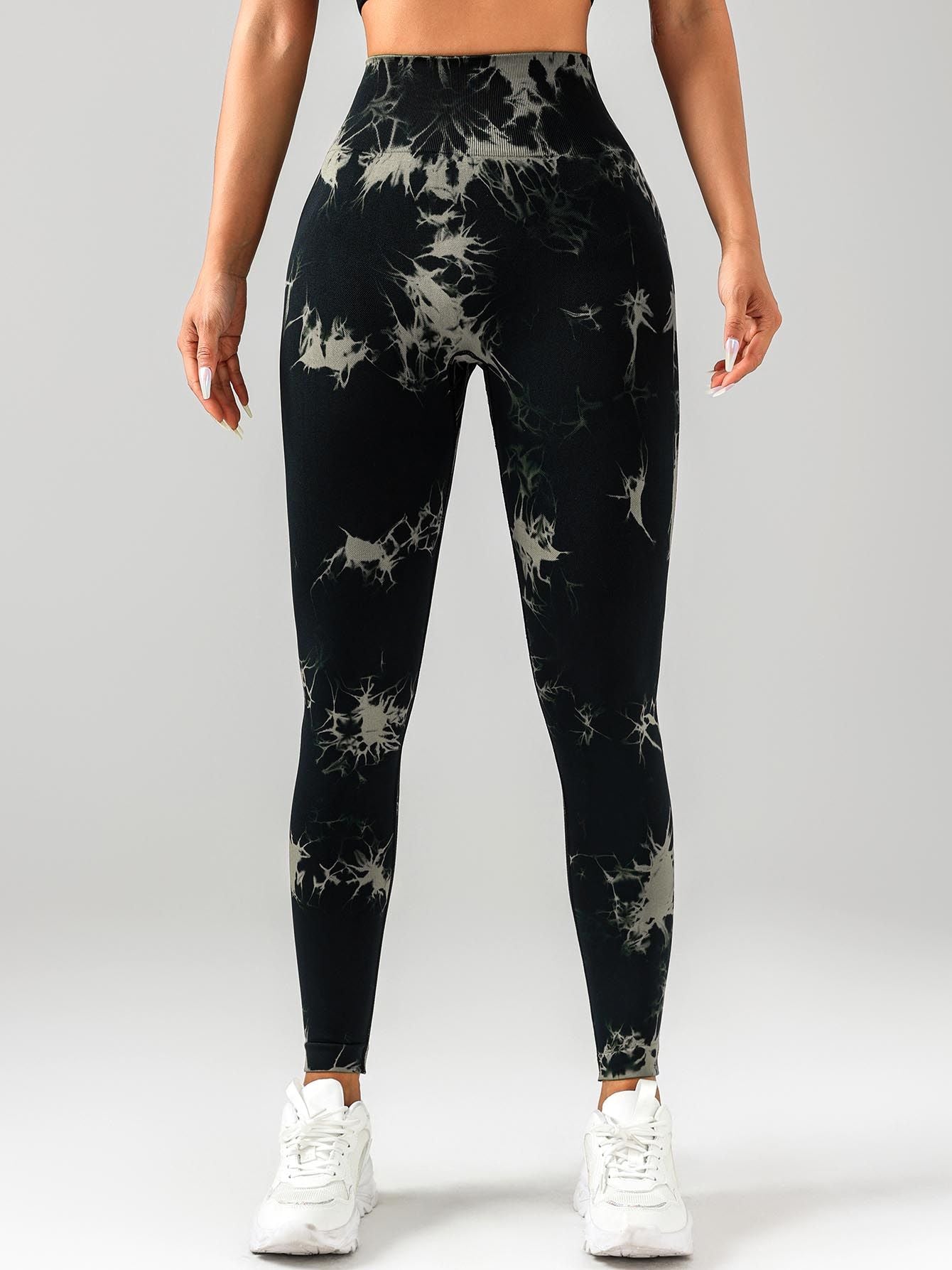 2 Pack Tie Dye Workout Seamless Leggings For Women High Waist Gym Leggings Yoga Pants, Seamless Leggings For Women High Waist Yoga Pants, Scrunch Butt Lifting Elastic Tights