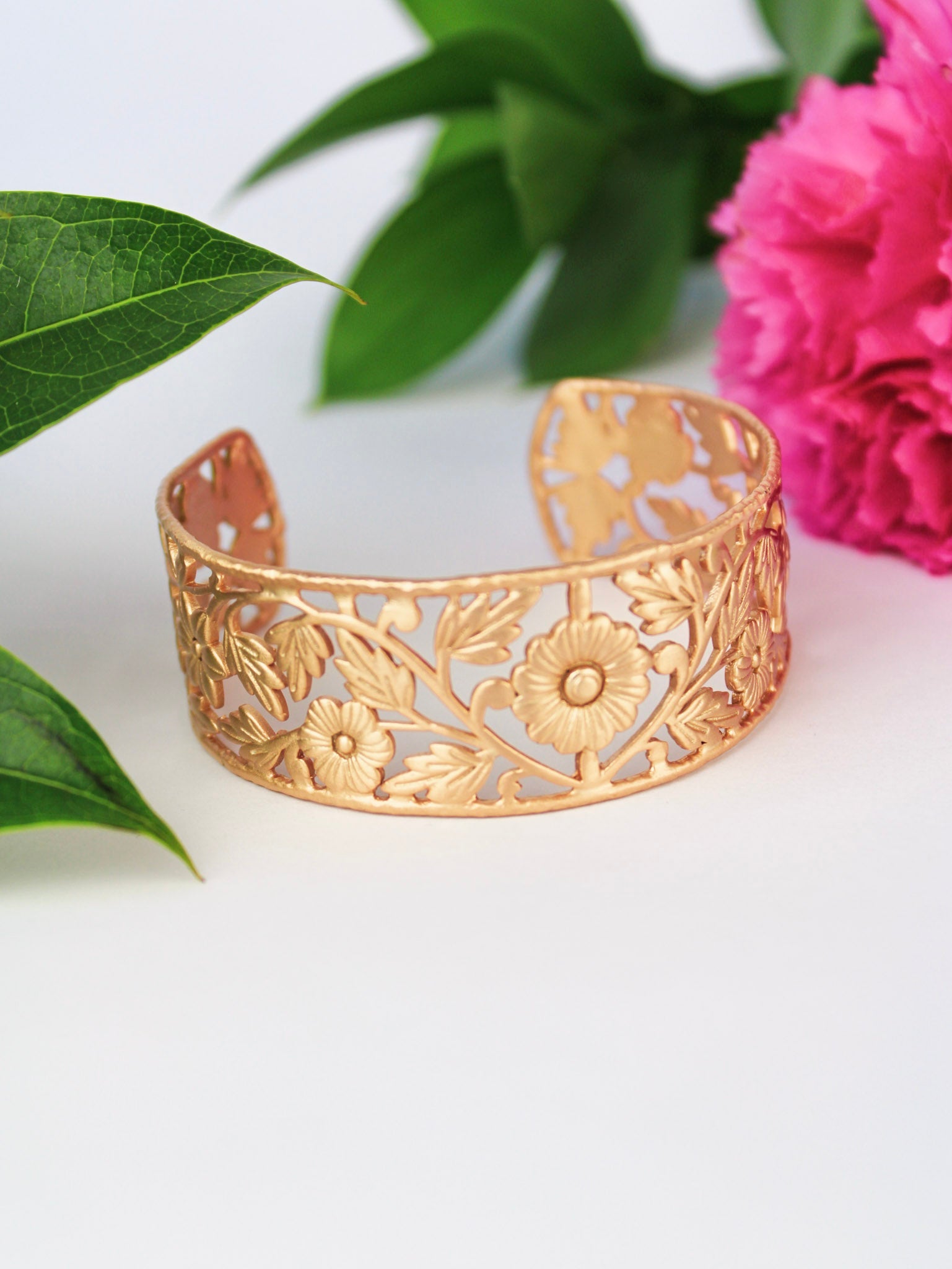 Floral Filigree Cuff Bracelet
