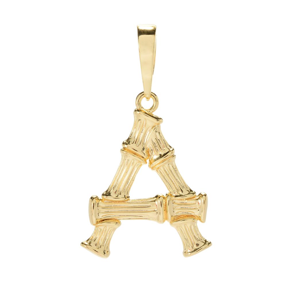 Toscana Italiana 18K Gold Plated 1.75" Bamboo Shape Initial Enhancer Pendant by Steals