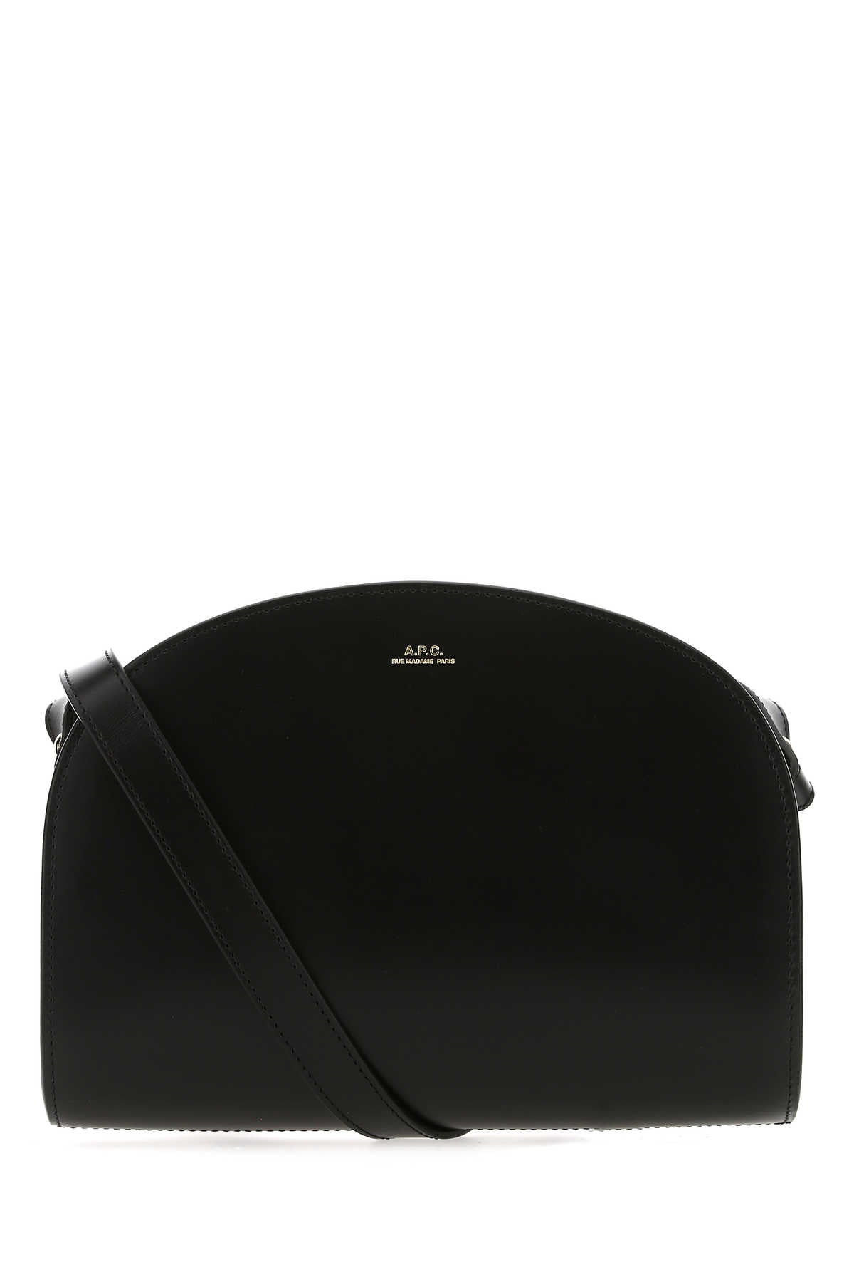 A.P.C. Women Black Leather Demi Lune Shoulder Bag