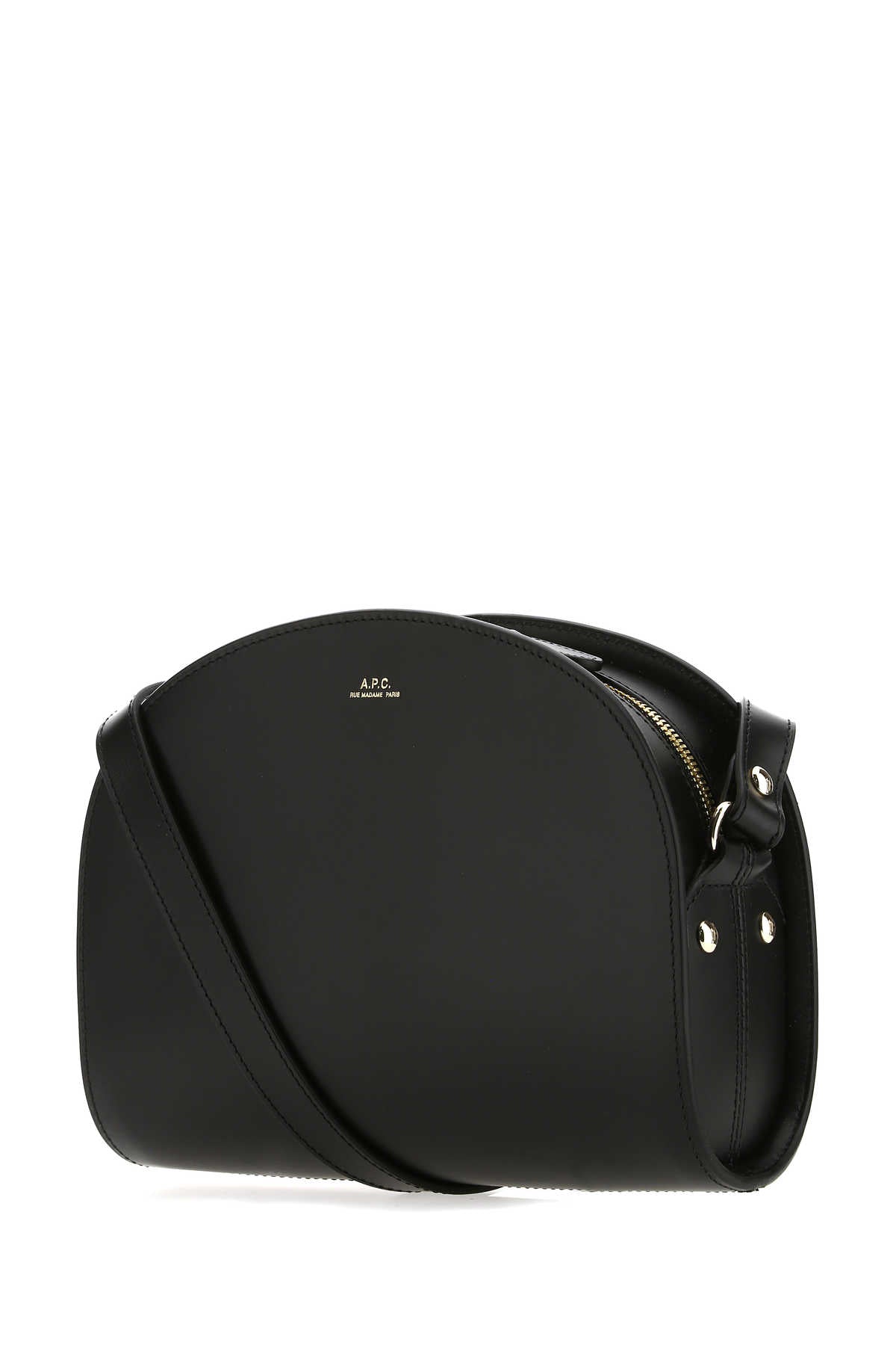A.P.C. Women Black Leather Demi Lune Shoulder Bag