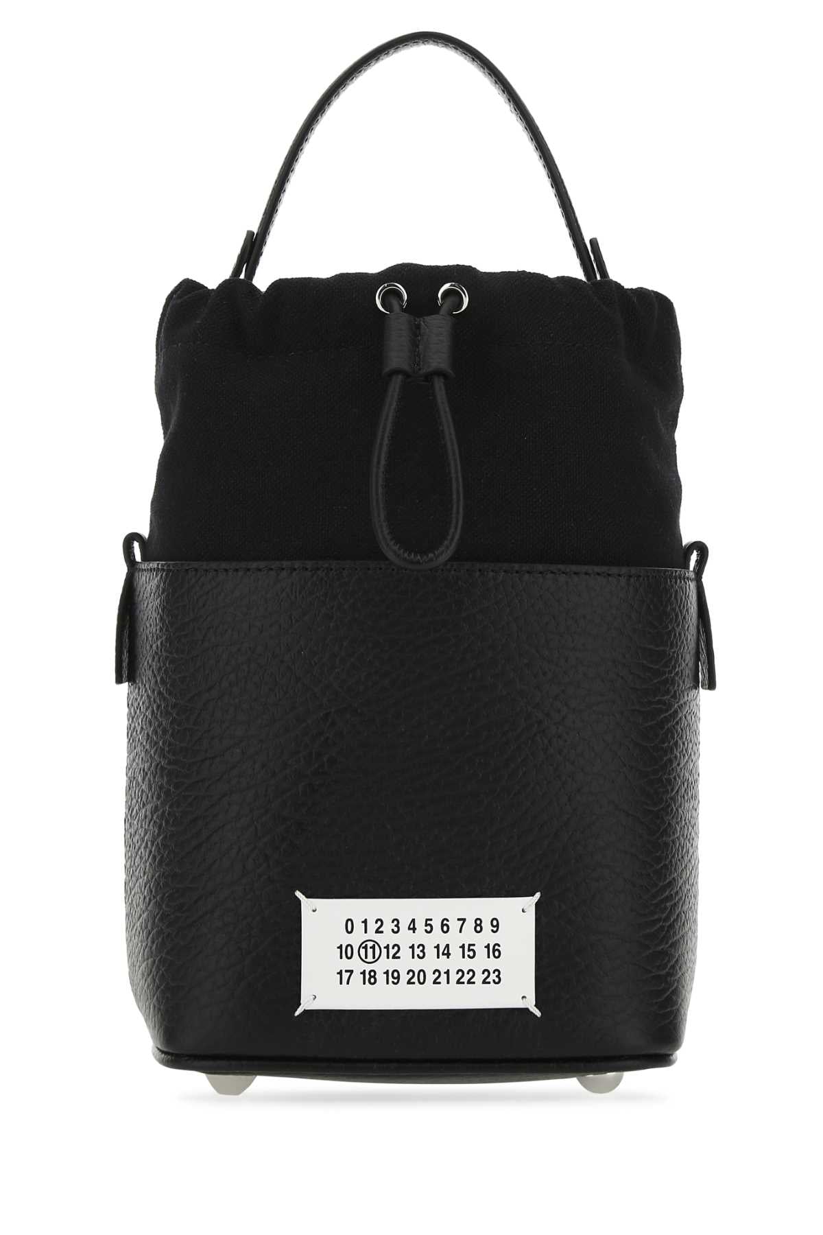 Maison Margiela Women Black Leather And Canvas Mini 5Ac Bucket Bag