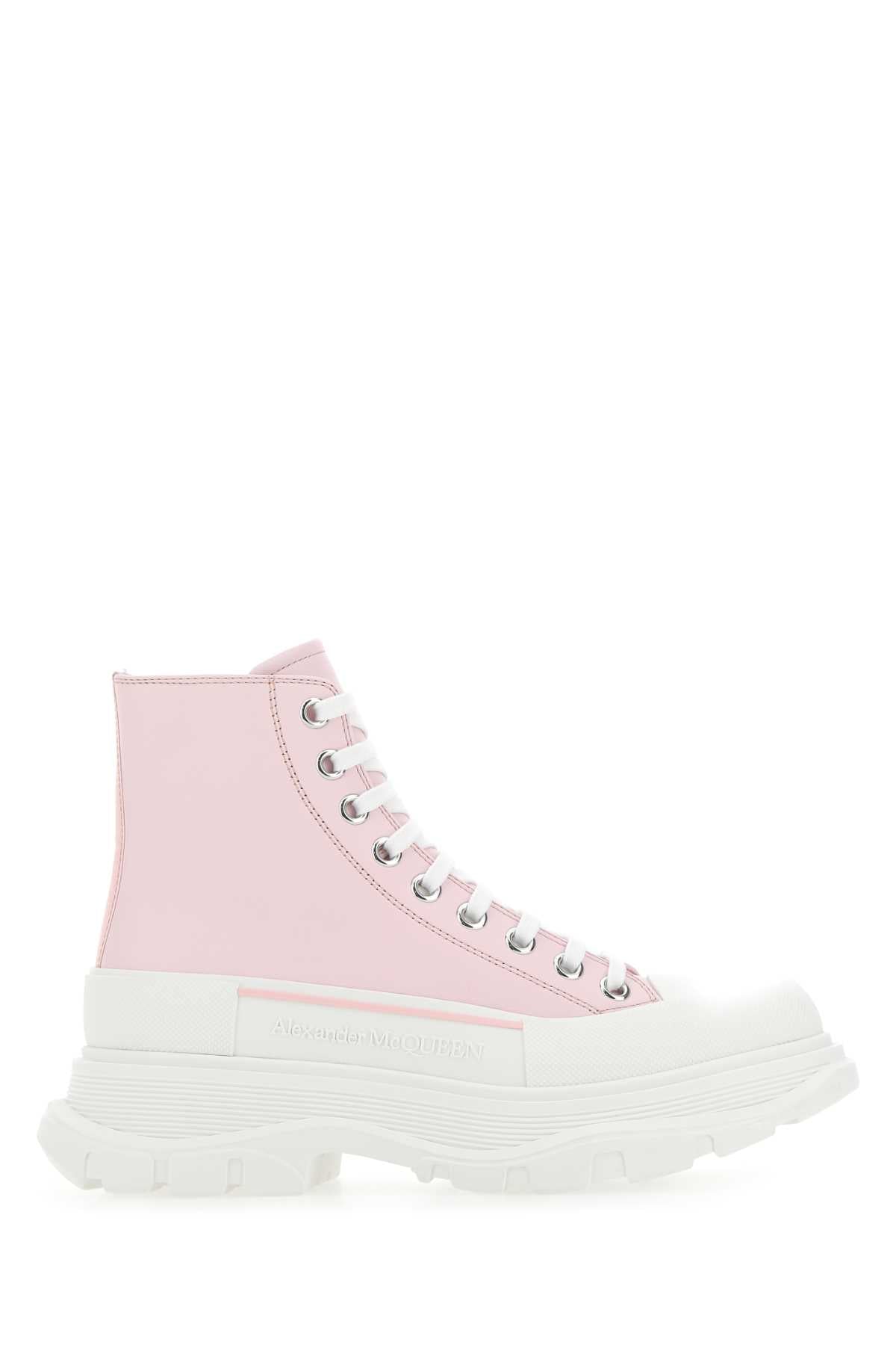 Alexander Mcqueen Women Pastel Pink Leather Tread Slick Sneakers