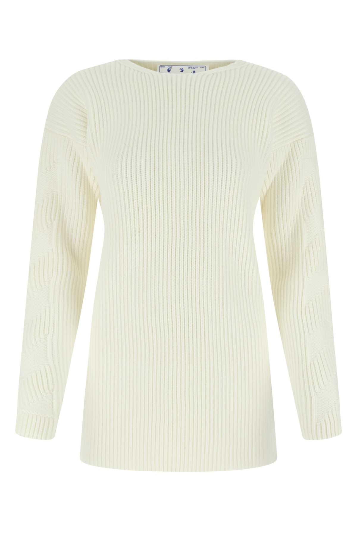 Off White Women Ivory Virgin Wool Sweater