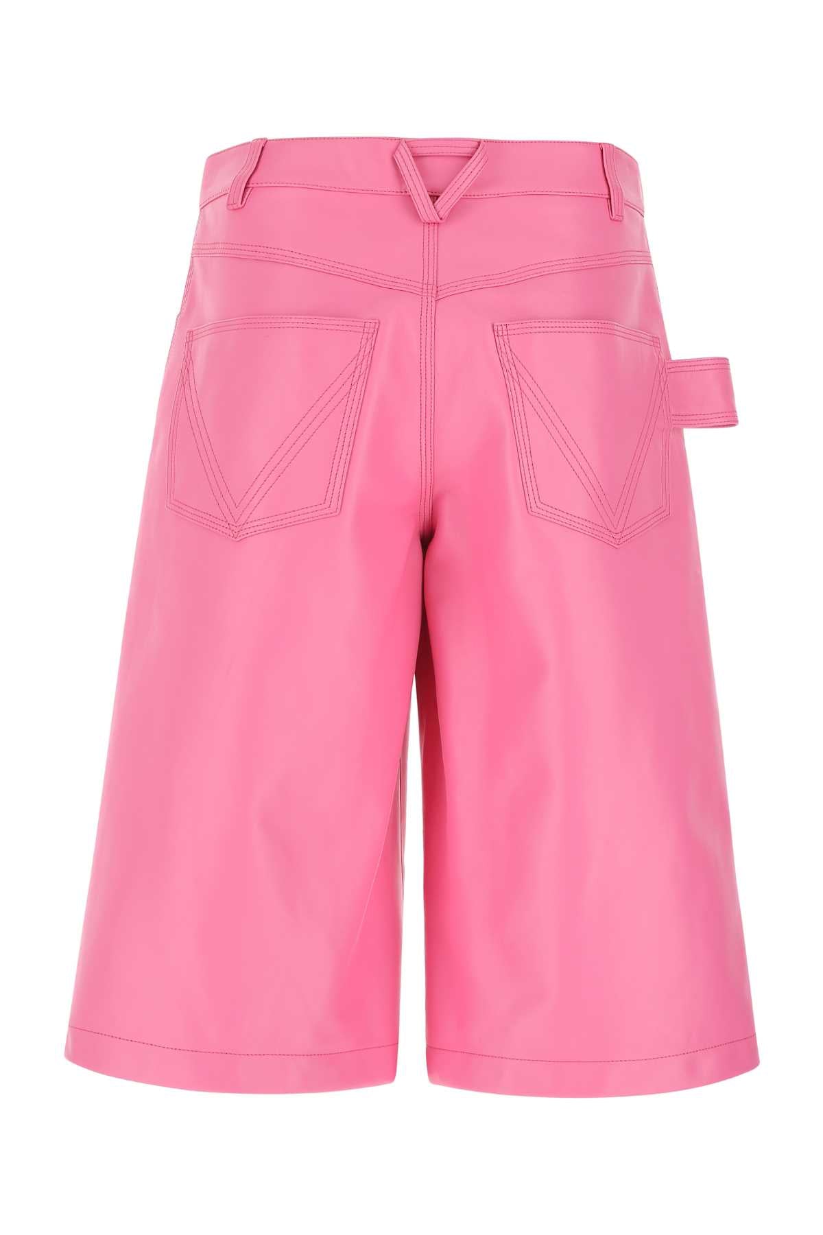 Bottega Veneta Women Pink Nappa Leather Bermuda Shorts