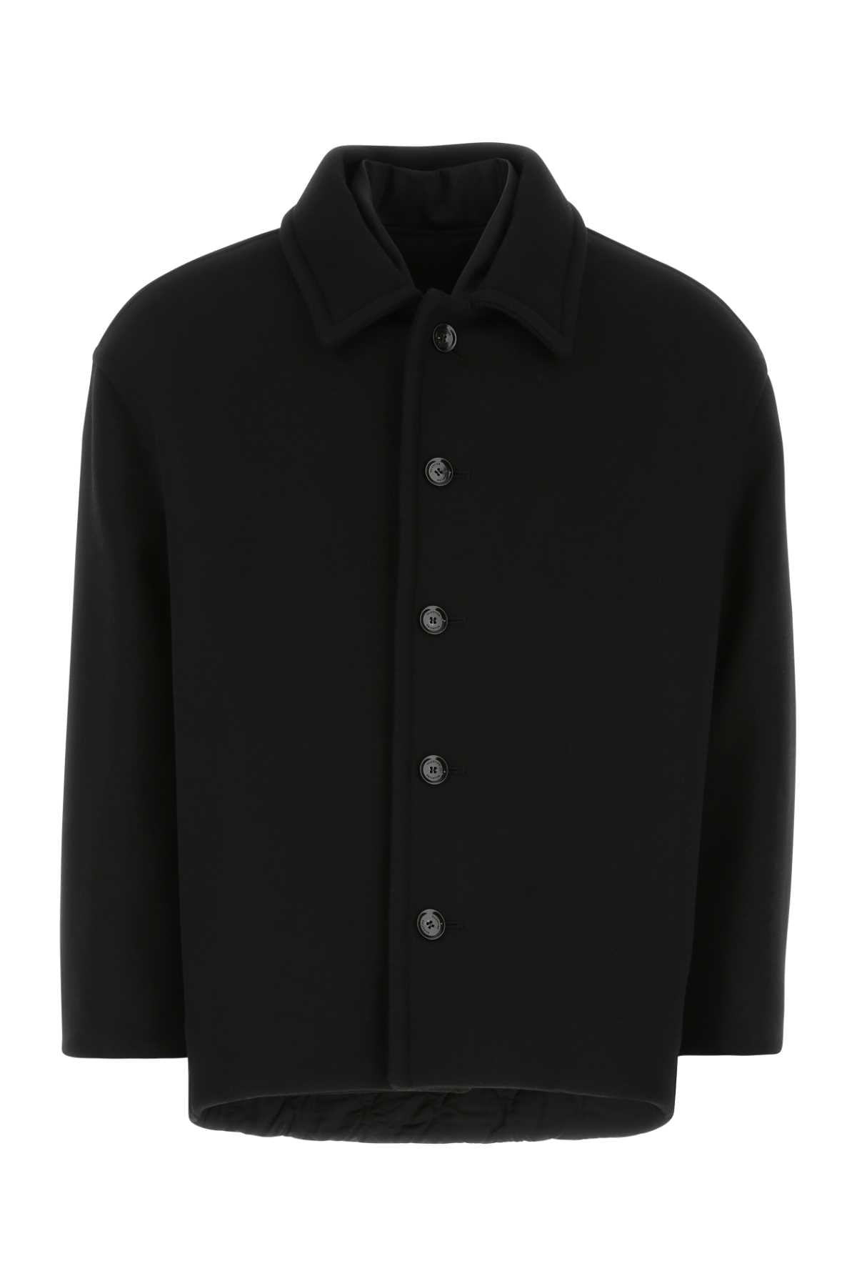 Valentino Garavani Men Black Wool Blend Coat