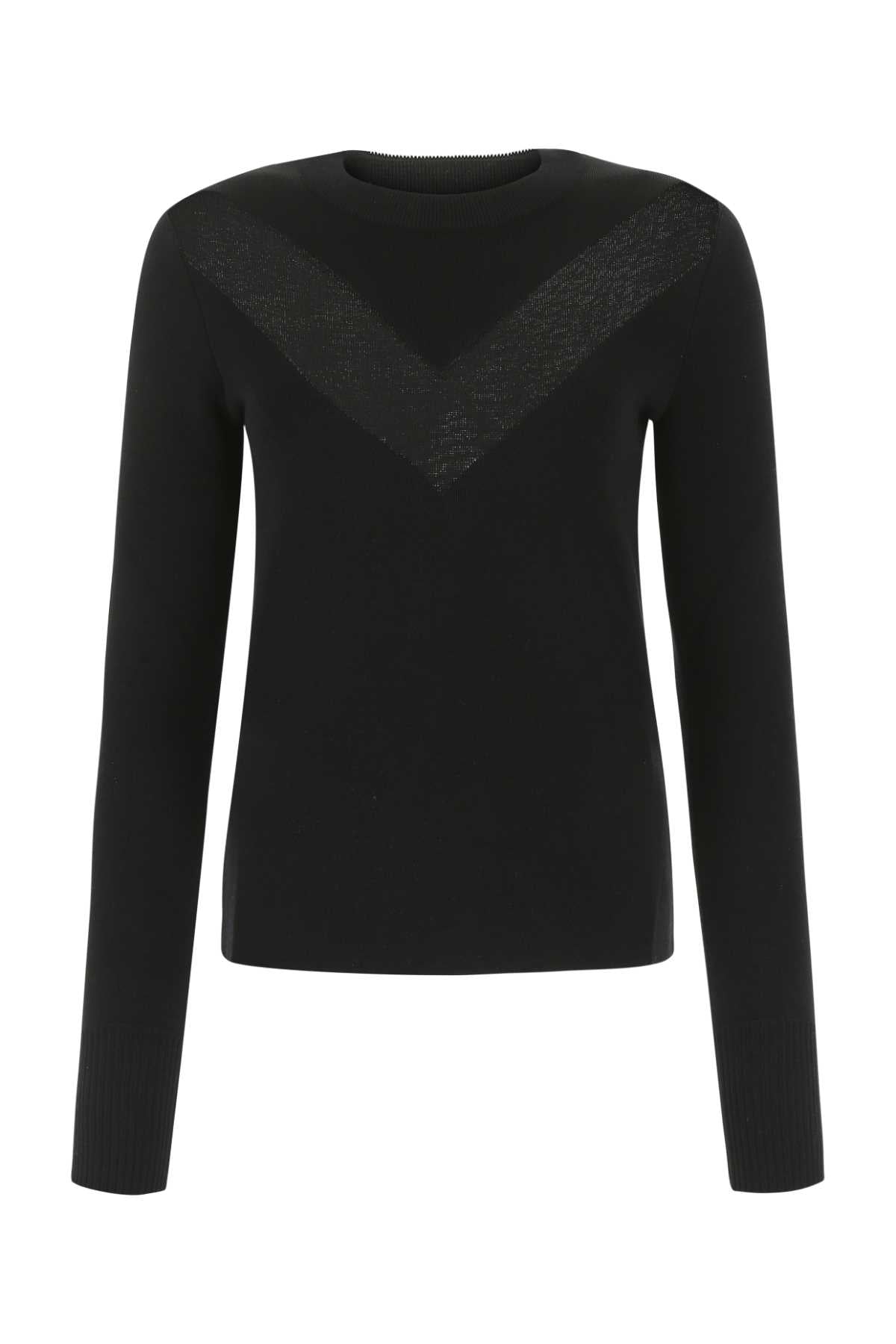 Alexander Mcqueen Women Black Stretch Wool Blend Sweater