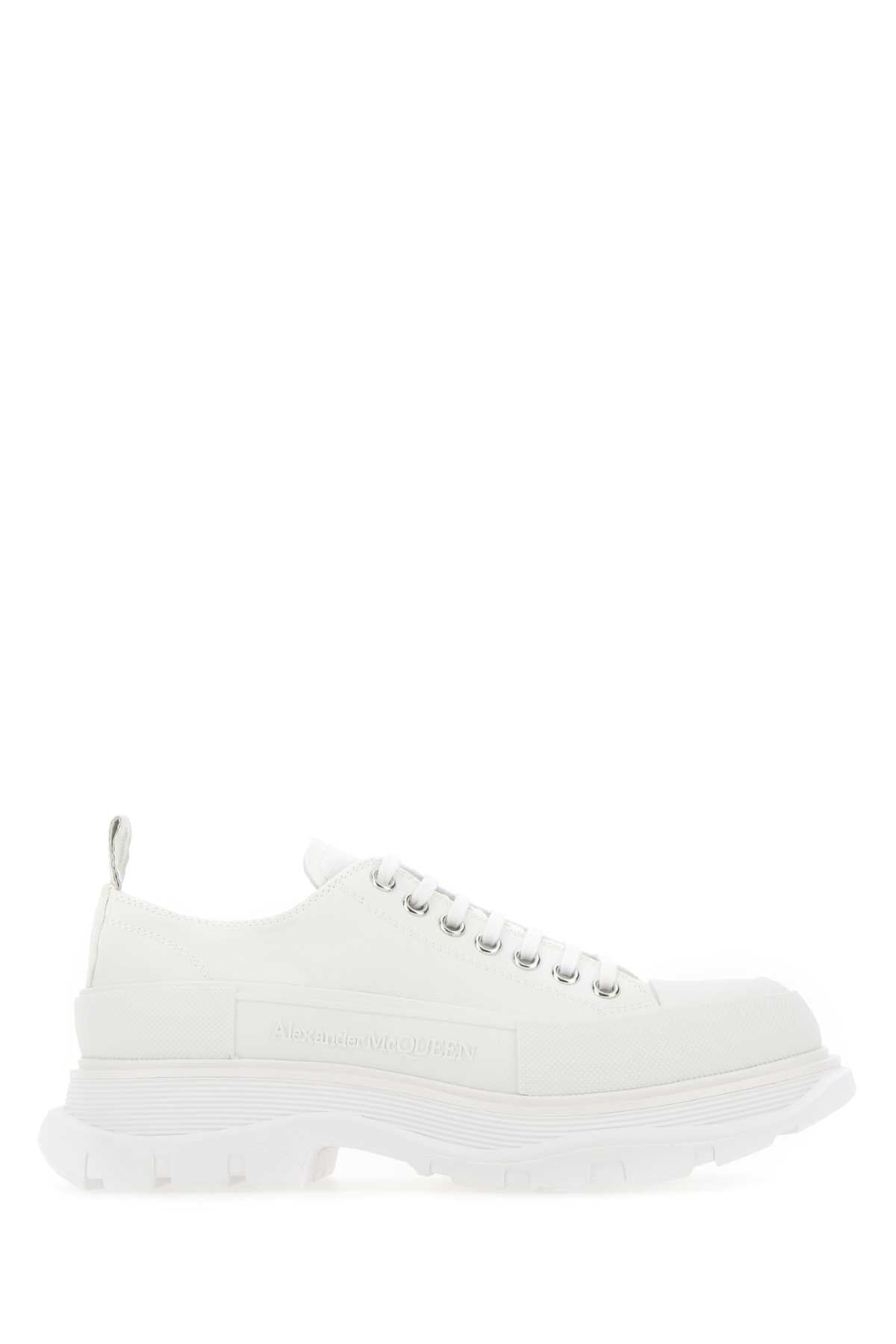 Alexander Mcqueen Men White Canvas Tread Slick Sneakers