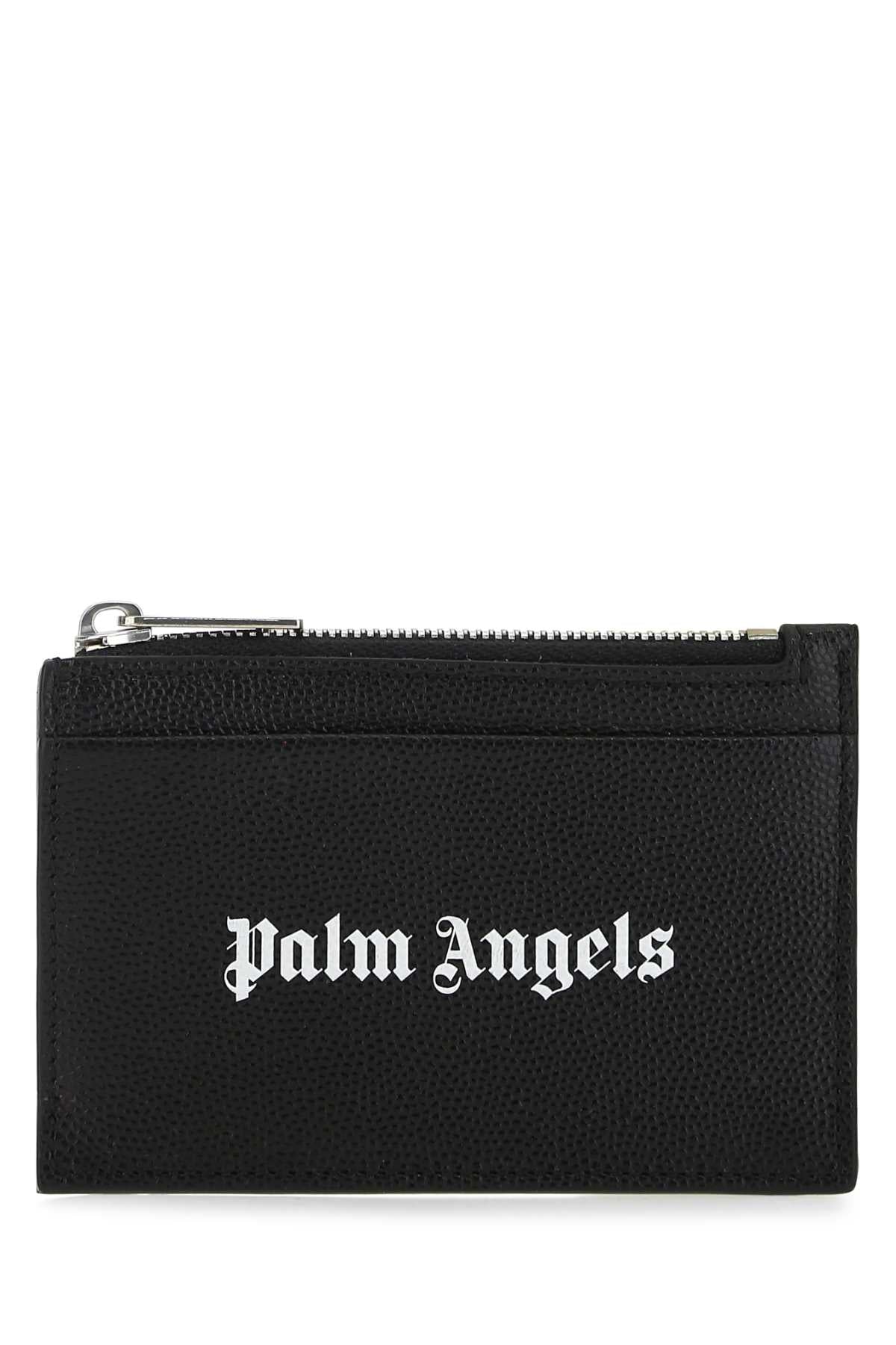 Palm Angels Men Black Leather Card Holder