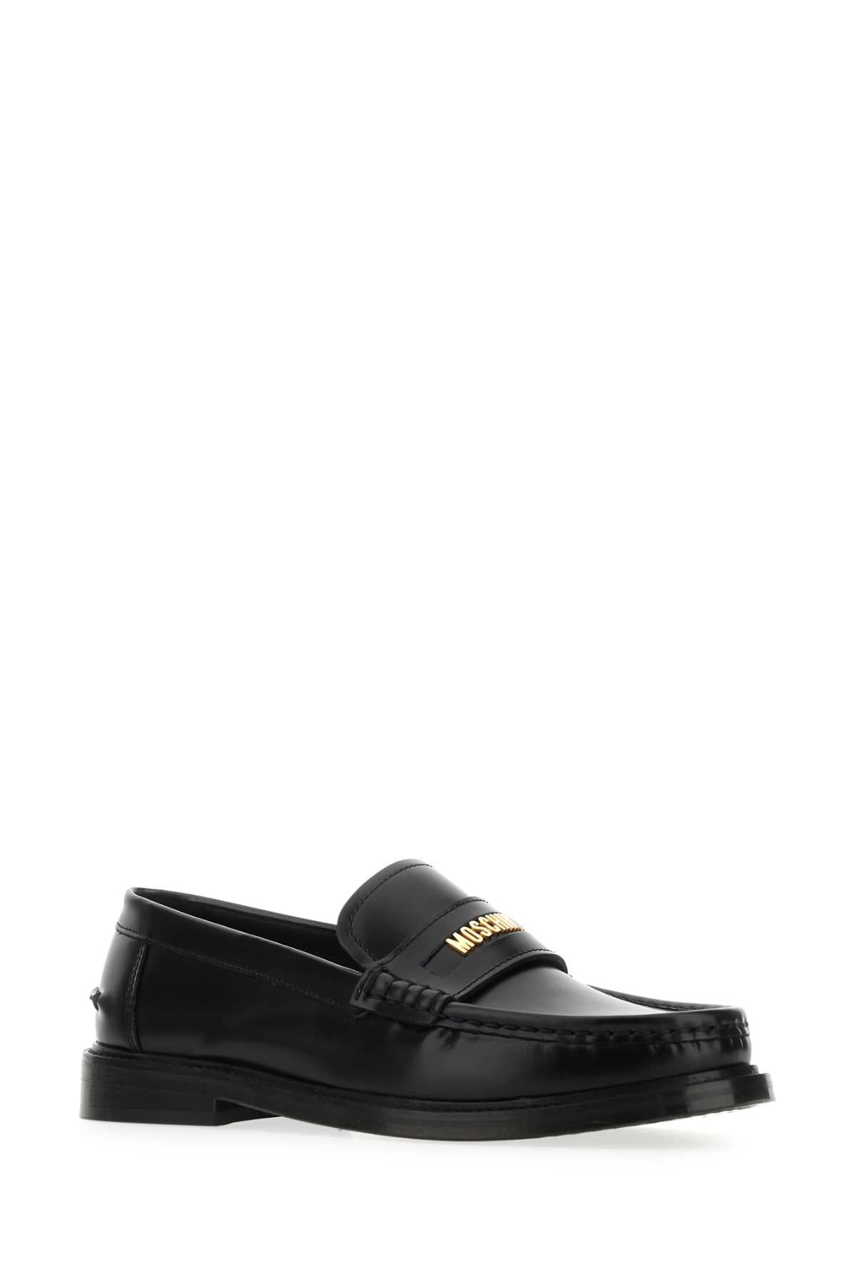 Moschino Women Black Leather Loafers