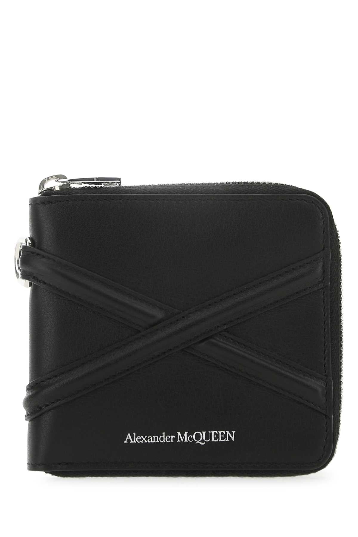 Alexander Mcqueen Men Black Leather Wallet