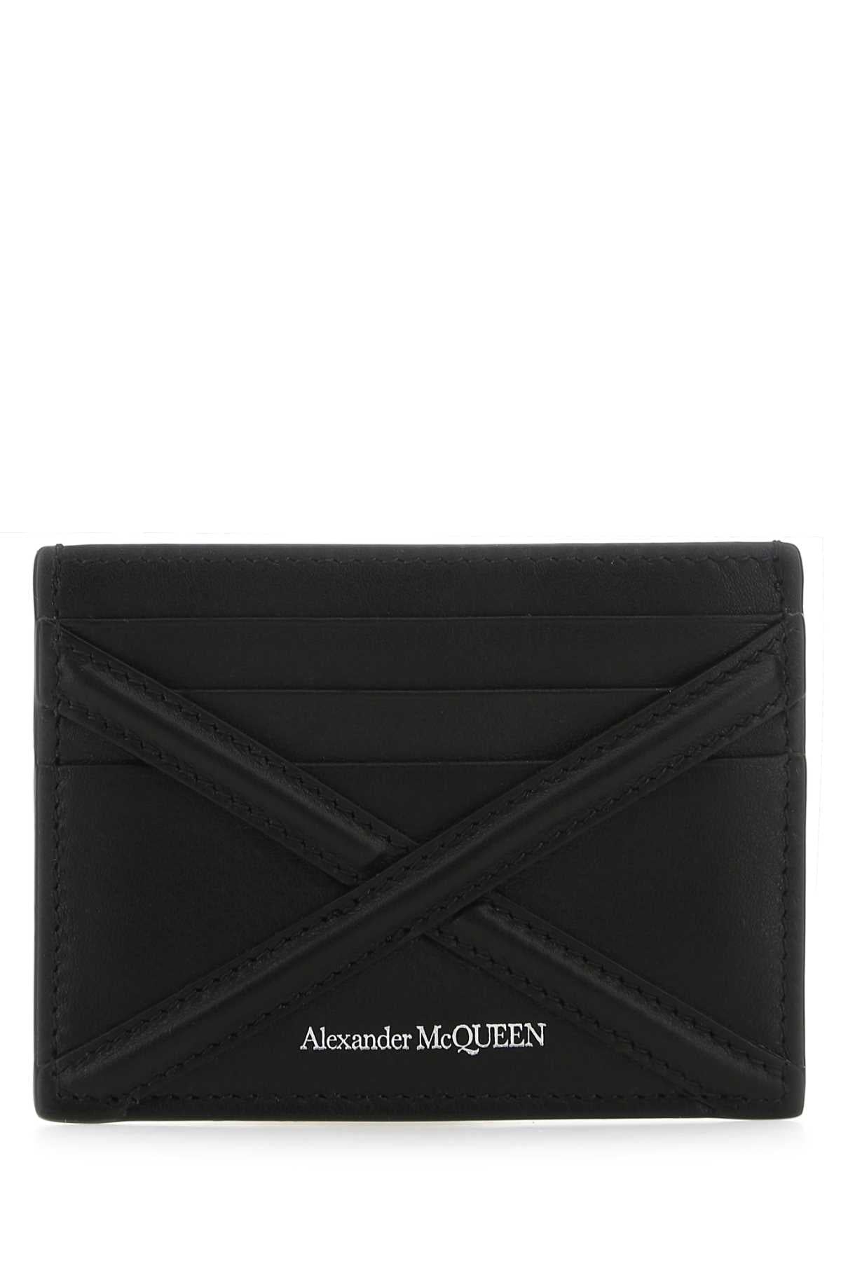 Alexander Mcqueen Men Black Leather Card Holder