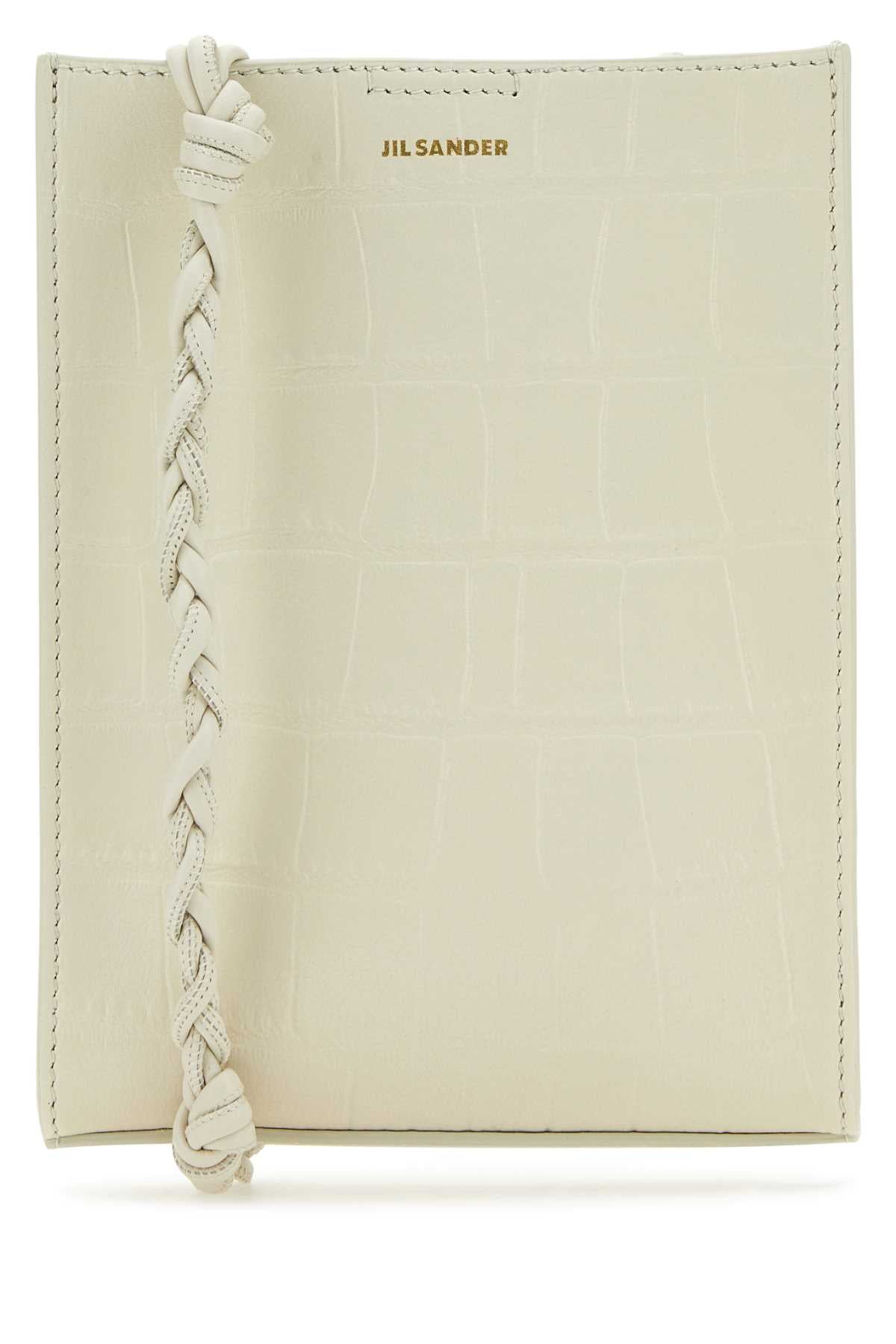 Jil Sander Women Ivory Leather Shoulder Bag