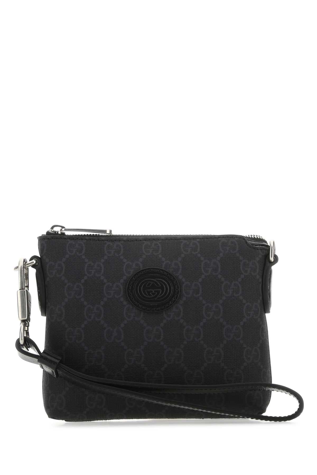 Gucci Men Black Gg Supreme Fabric Clutch