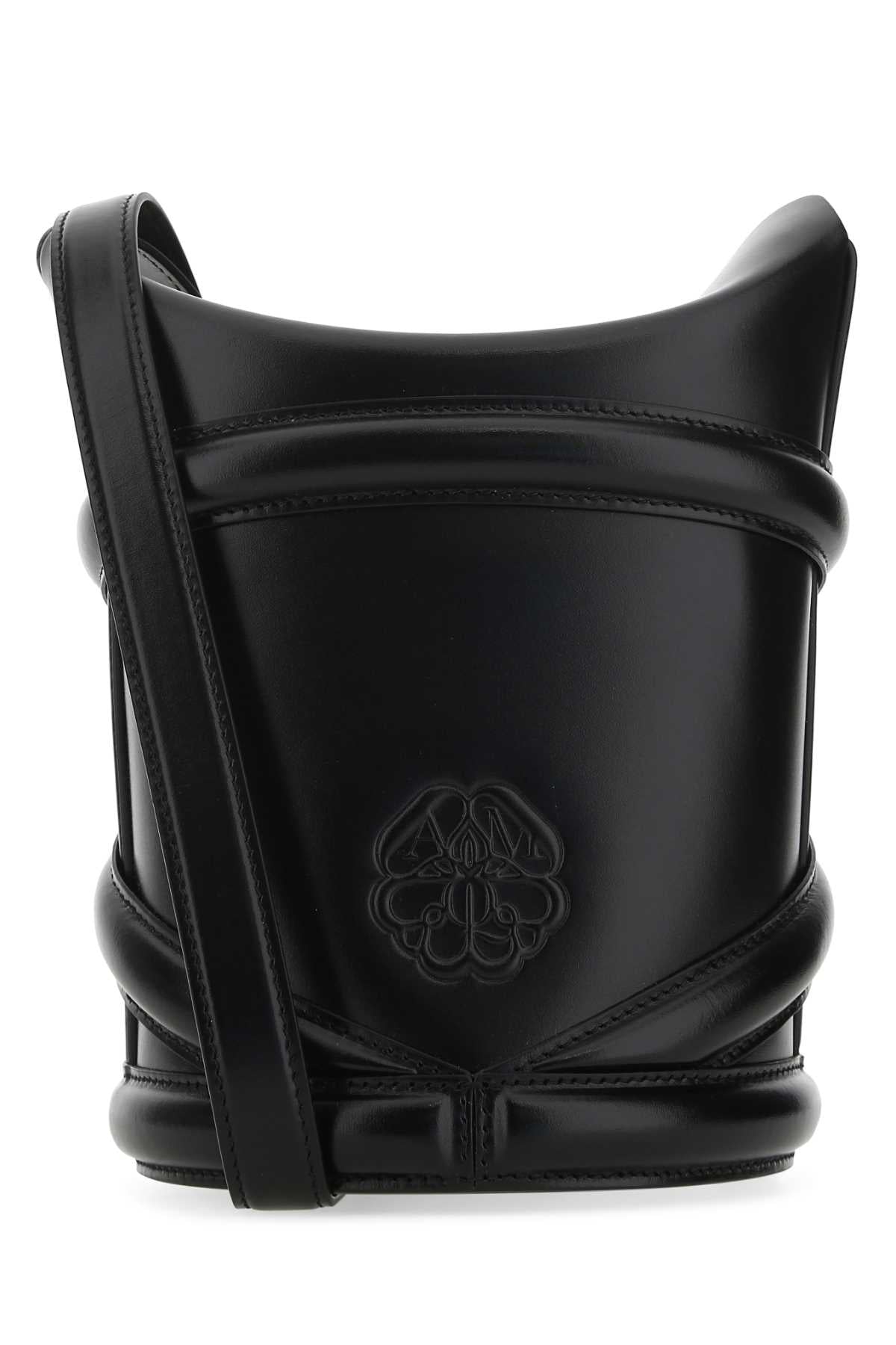 Alexander Mcqueen Women Black Leather The Curve Bucket Bag