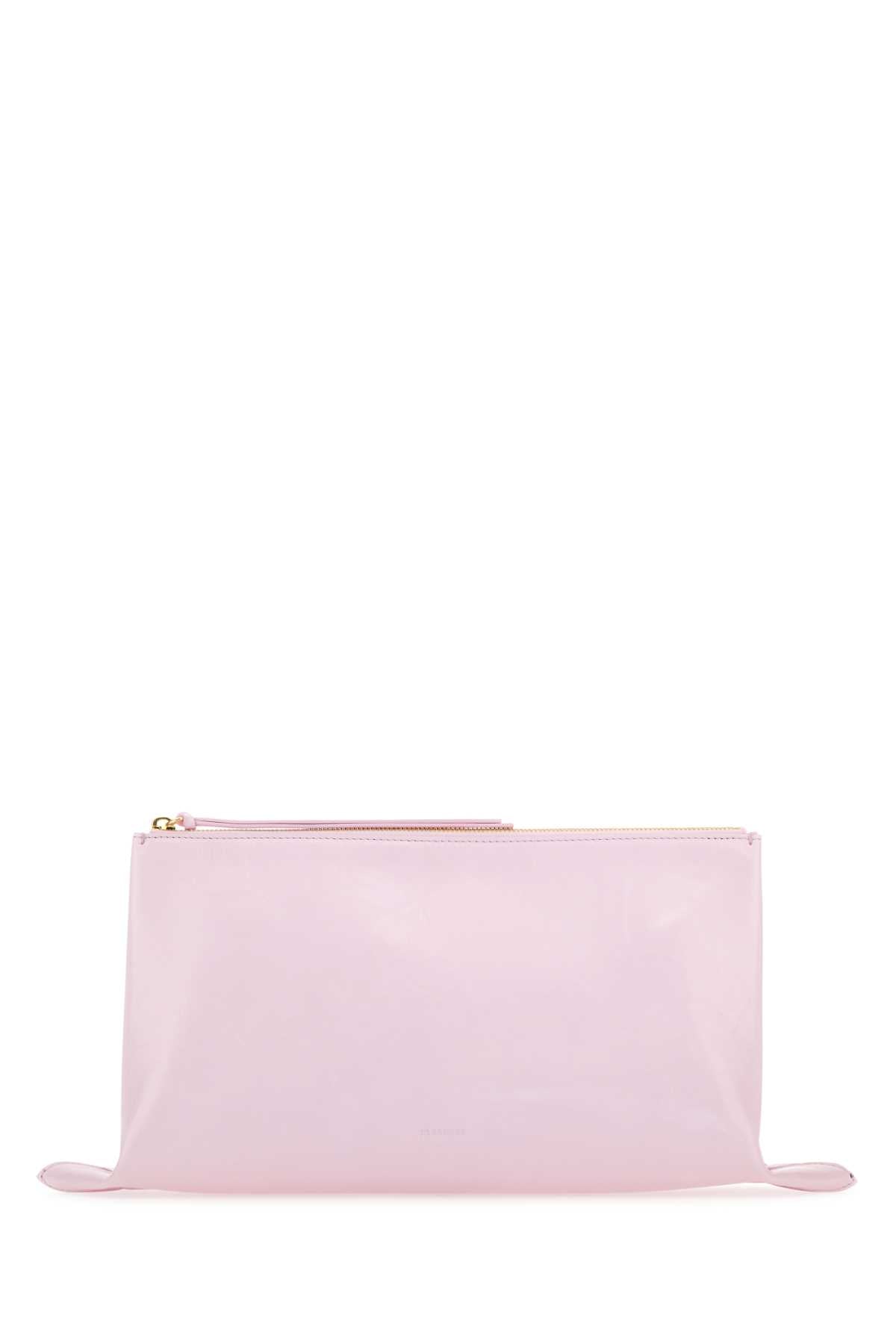 Jil Sander Women Pastel Pink Leather Medium Clutch