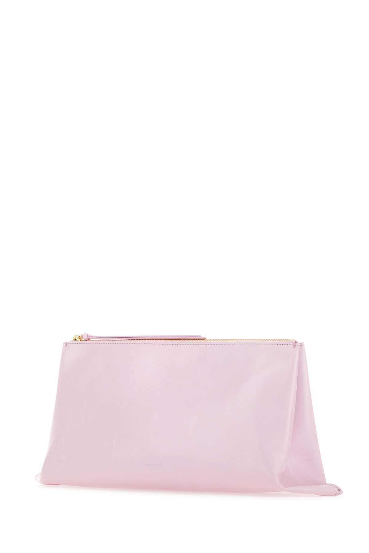 Jil Sander Women Pastel Pink Leather Medium Clutch