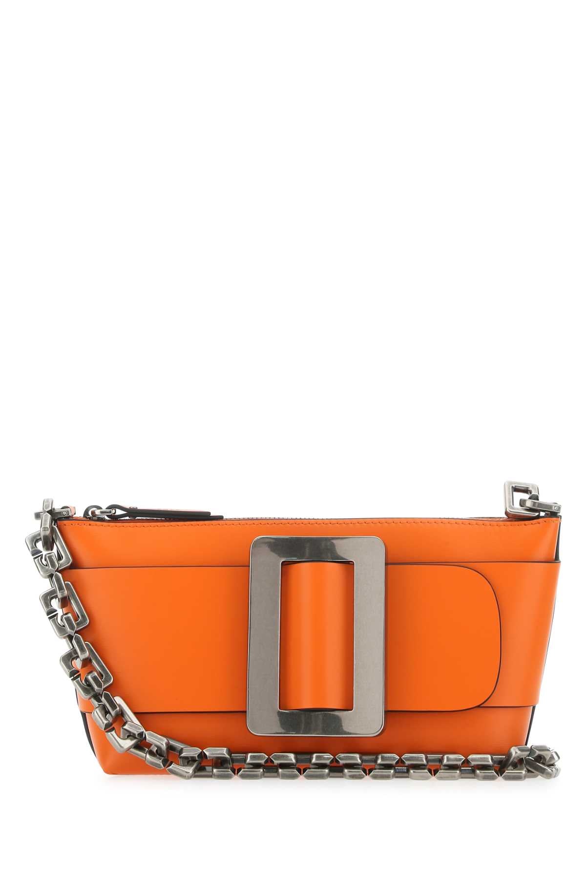 Boyy Women Orange Leather Buckle Shoulder Bag
