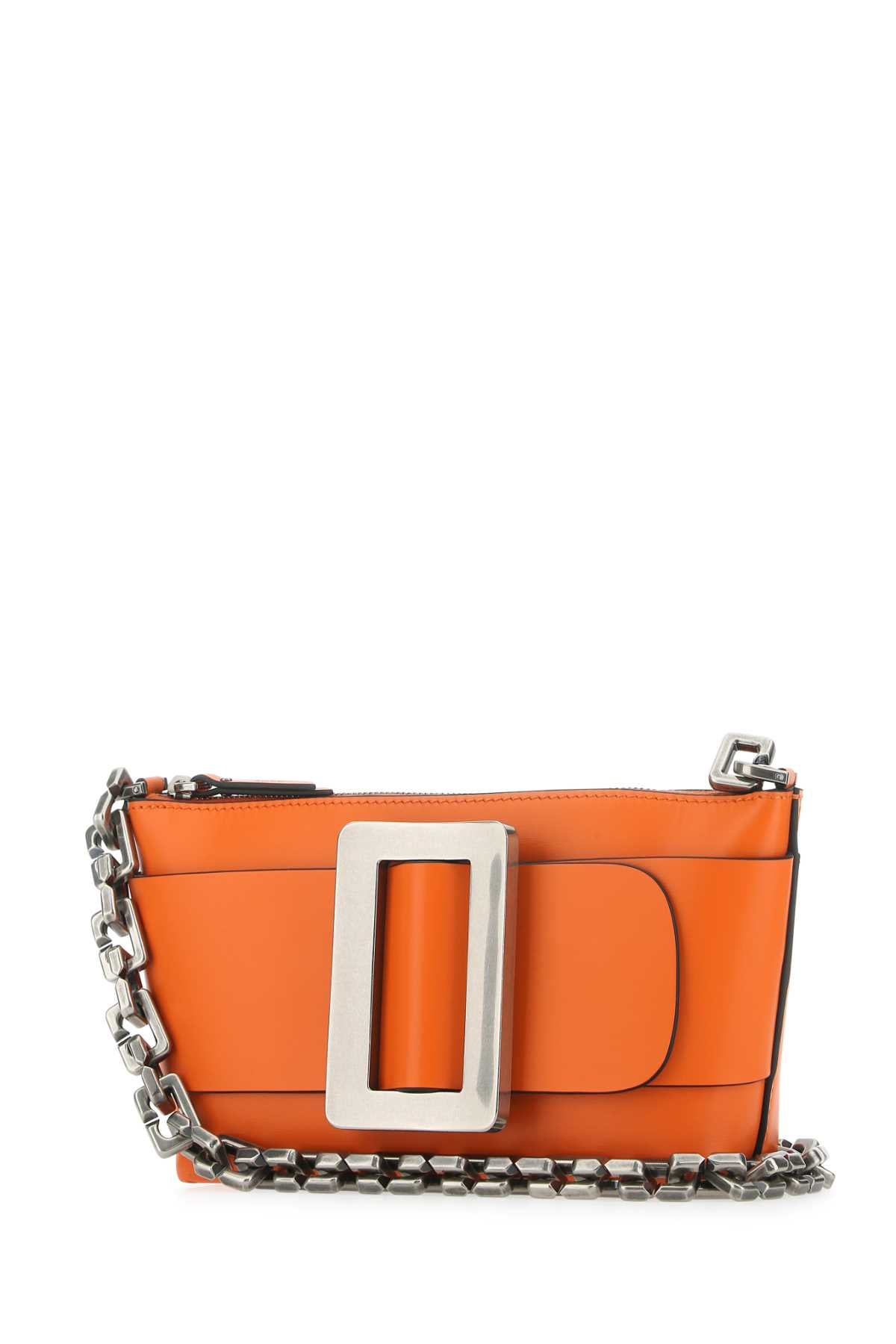 Boyy Women Orange Leather Buckle Shoulder Bag