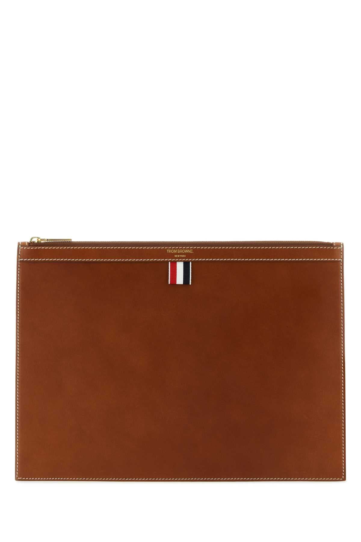 Thom Browne Men Brown Leather Document Case
