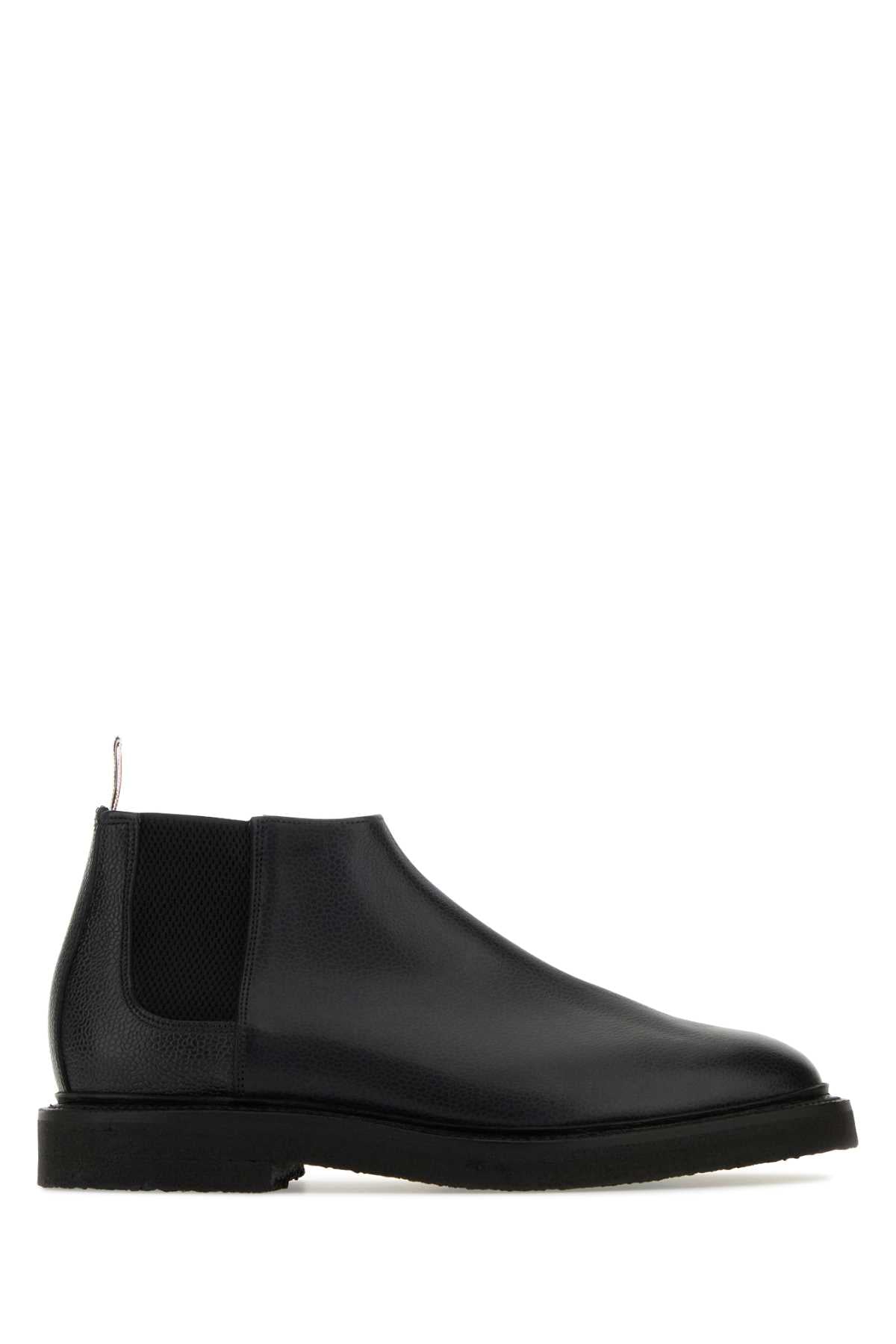 Thom Browne Men Black Leather Ankle Boots