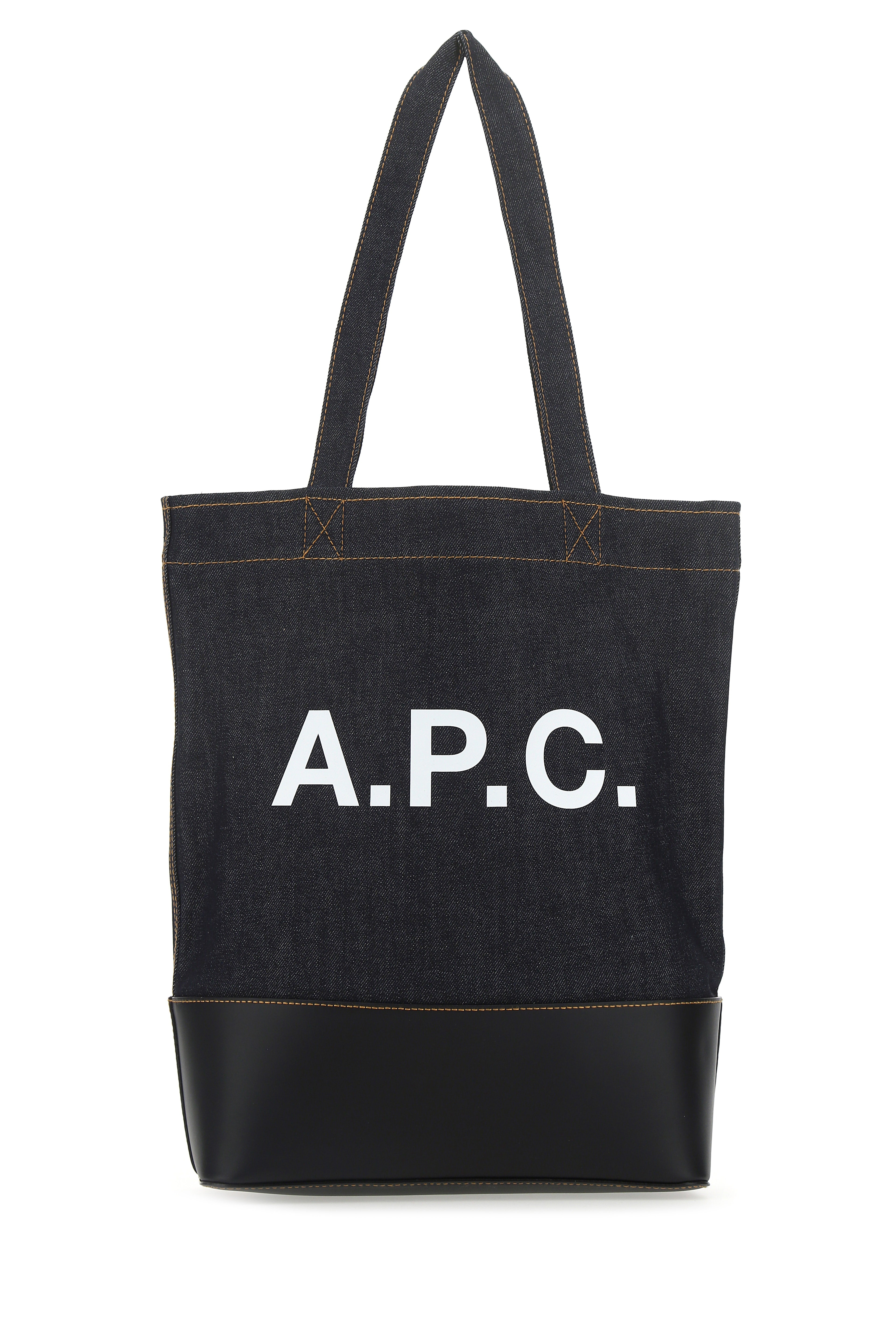 A.P.C. Men Blue Denim And Leather Shopping Bag