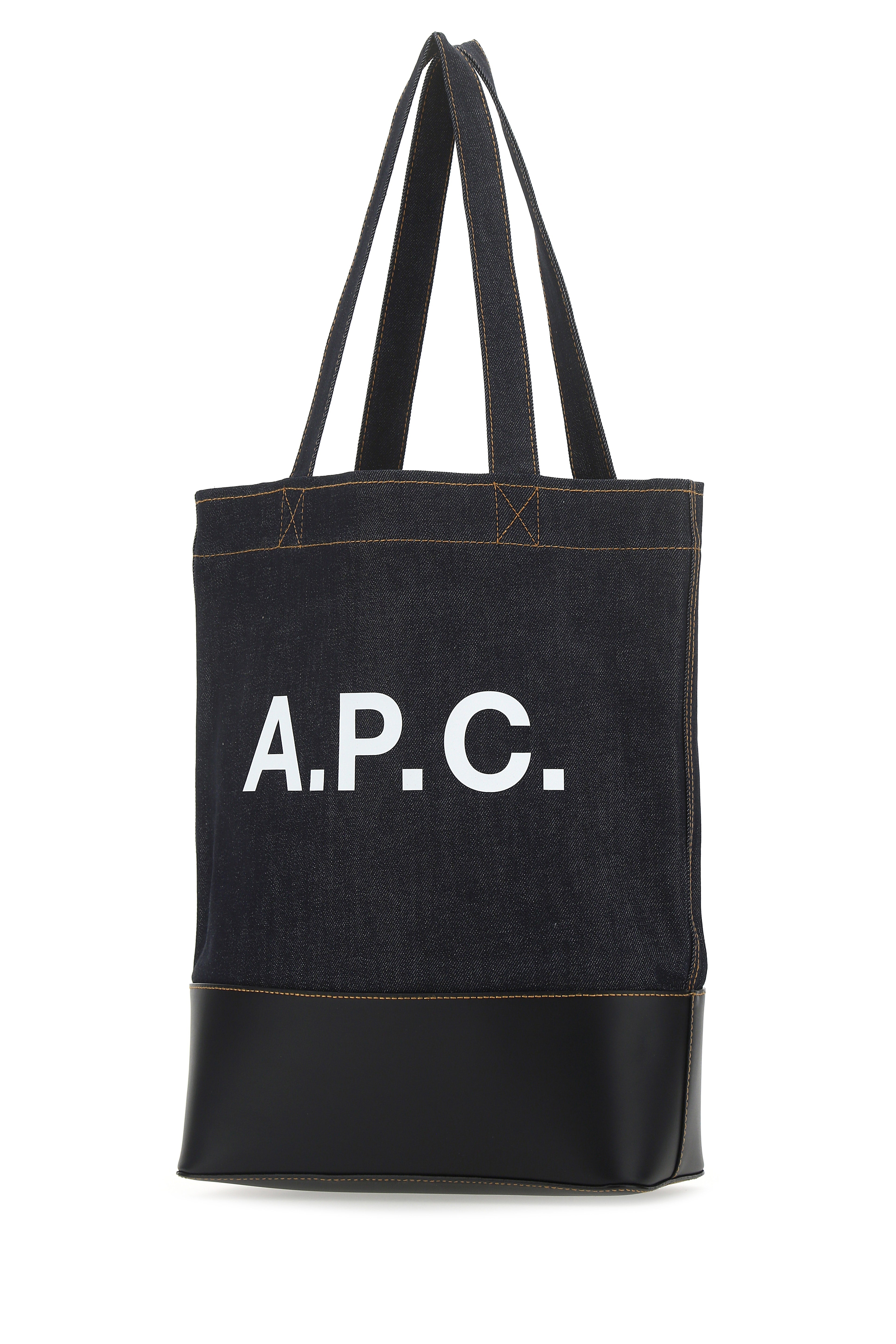 A.P.C. Men Blue Denim And Leather Shopping Bag