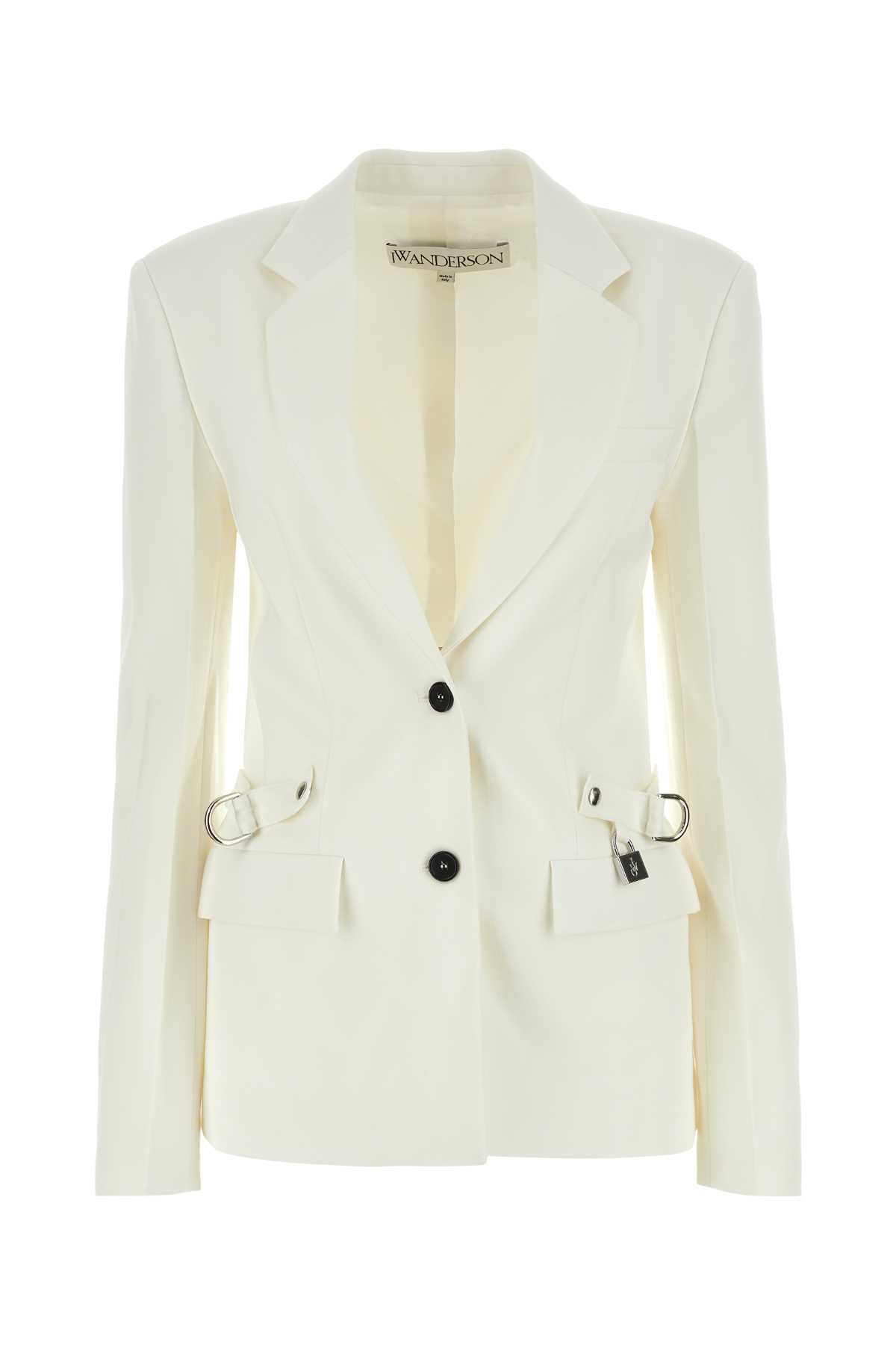 Jw Anderson Women White Stretch Polyester Blend Blazer