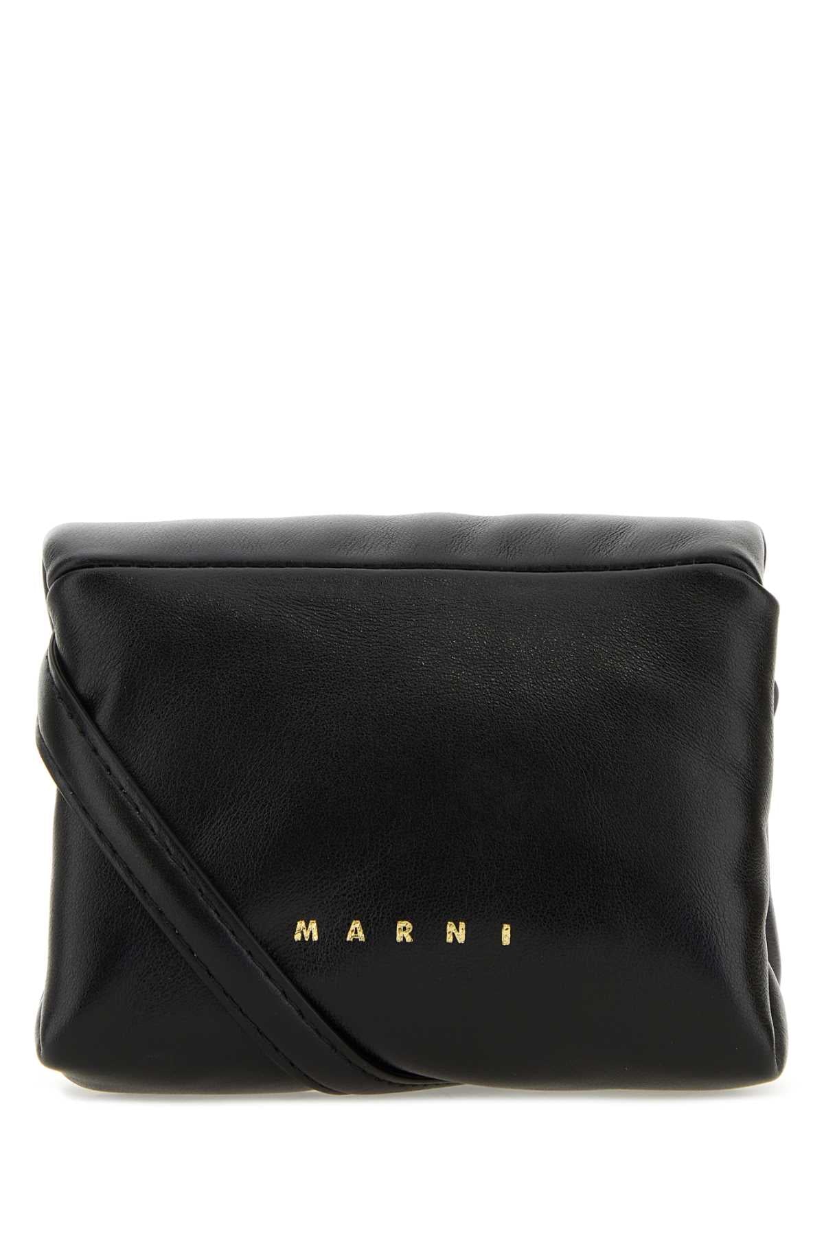 Marni Women Black Leather Mini Prisma Clutch