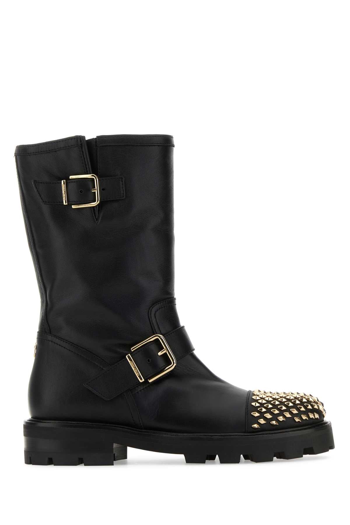 Jimmy Choo Women Black Leather Biker Ii Boots