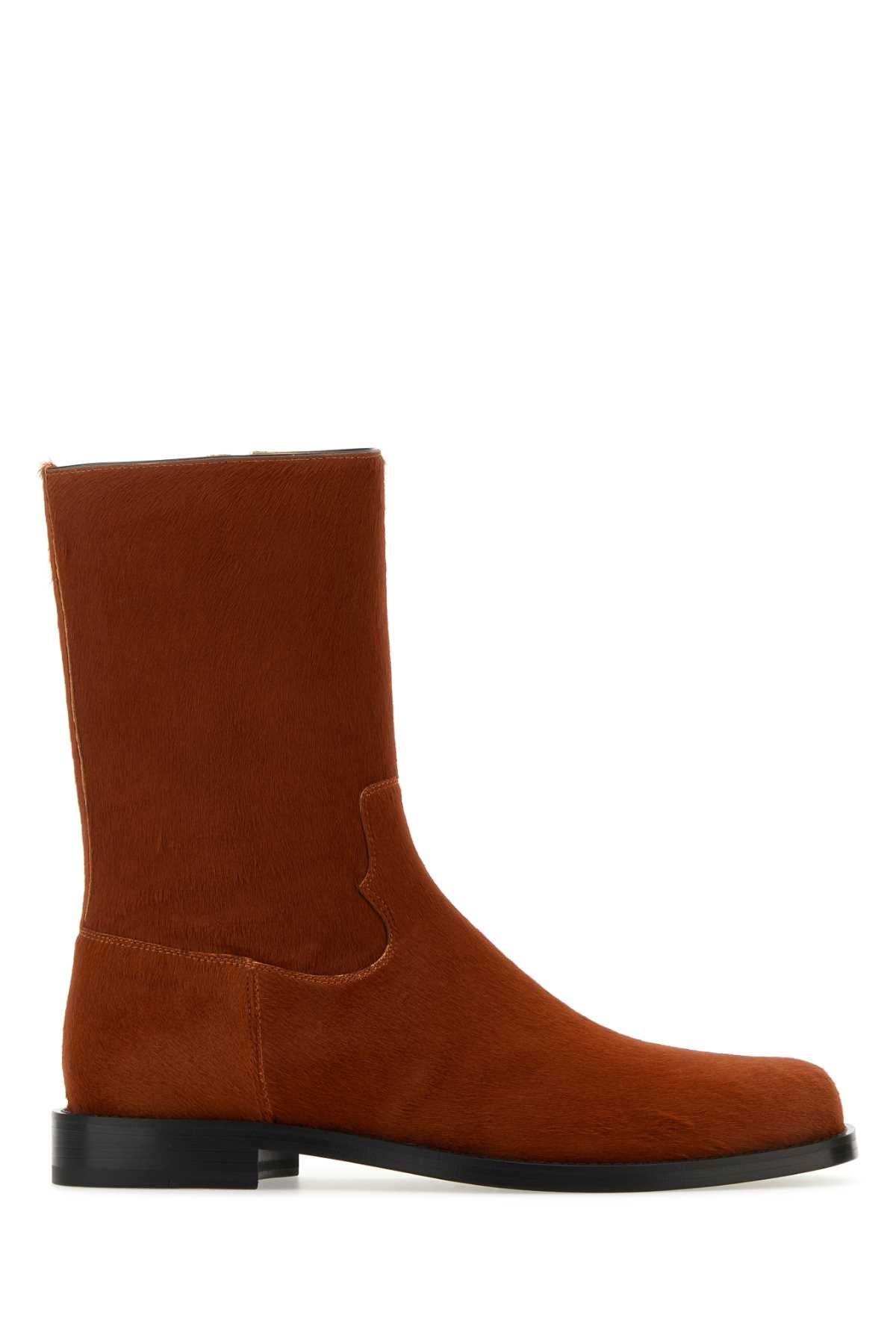 Dries Van Noten Men Brick Calfhair Ankle Boots