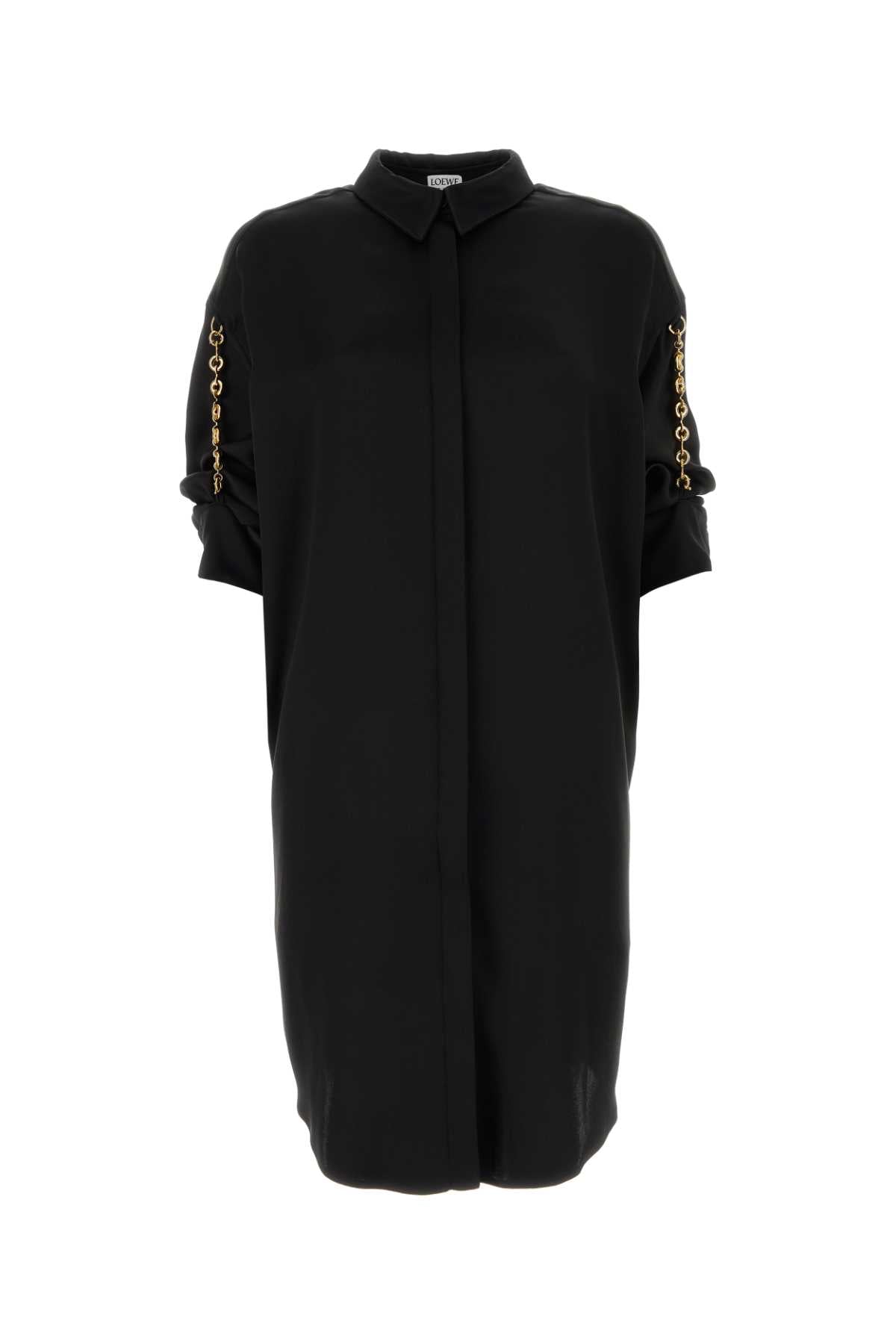 Loewe Women Black Satin Shirt Dress