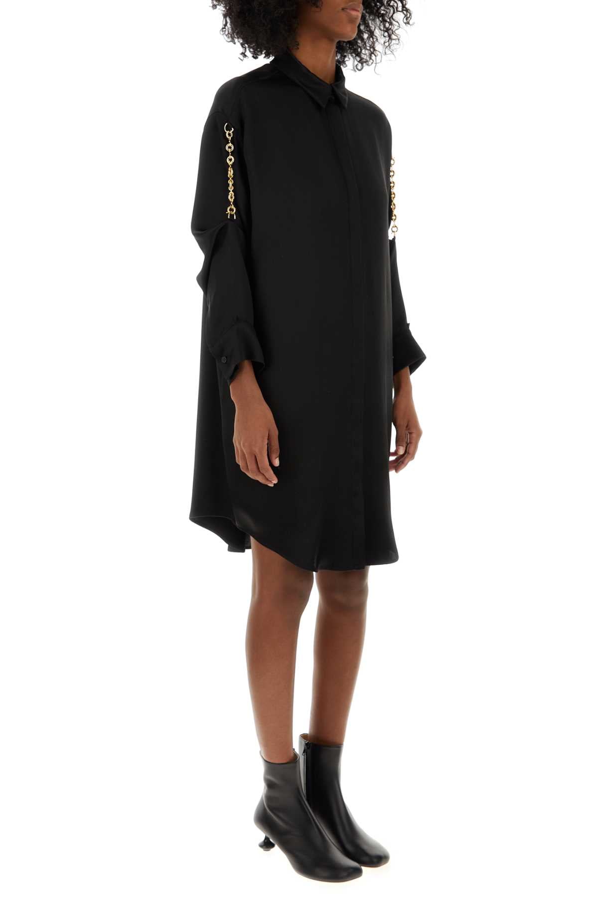 Loewe Women Black Satin Shirt Dress