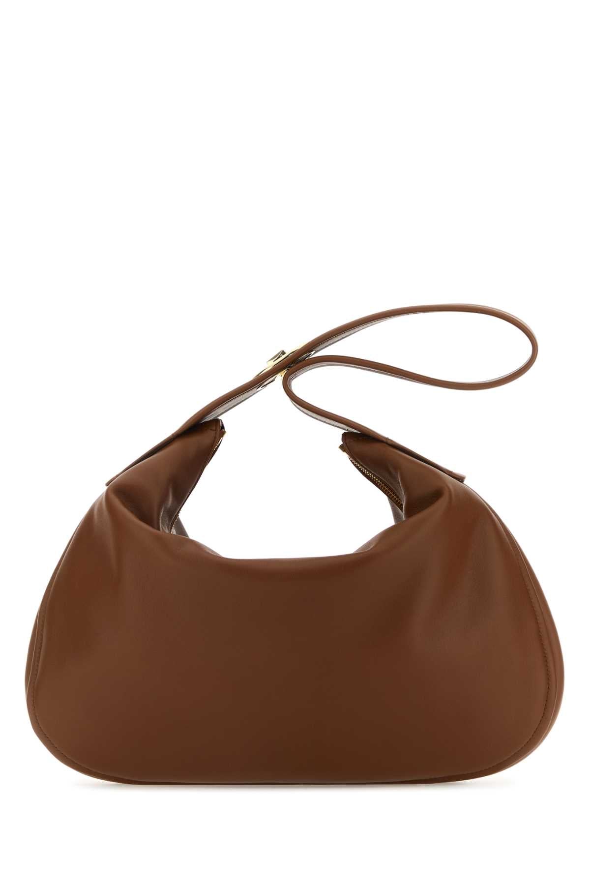 Valentino Garavani Women Brown Leather Large Go-Hobo Shoulder Bag