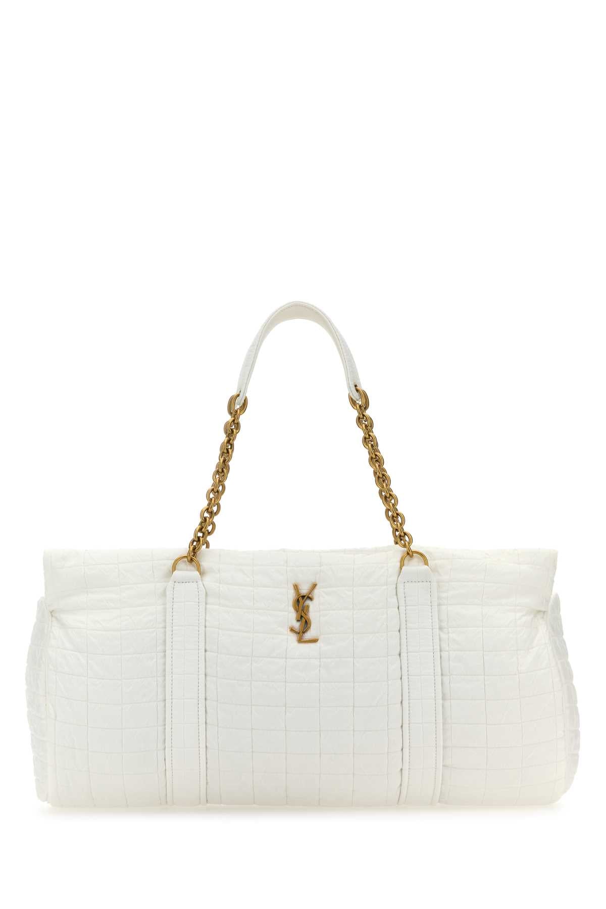Saint Laurent Women White Fabric Gloria Travel Bag