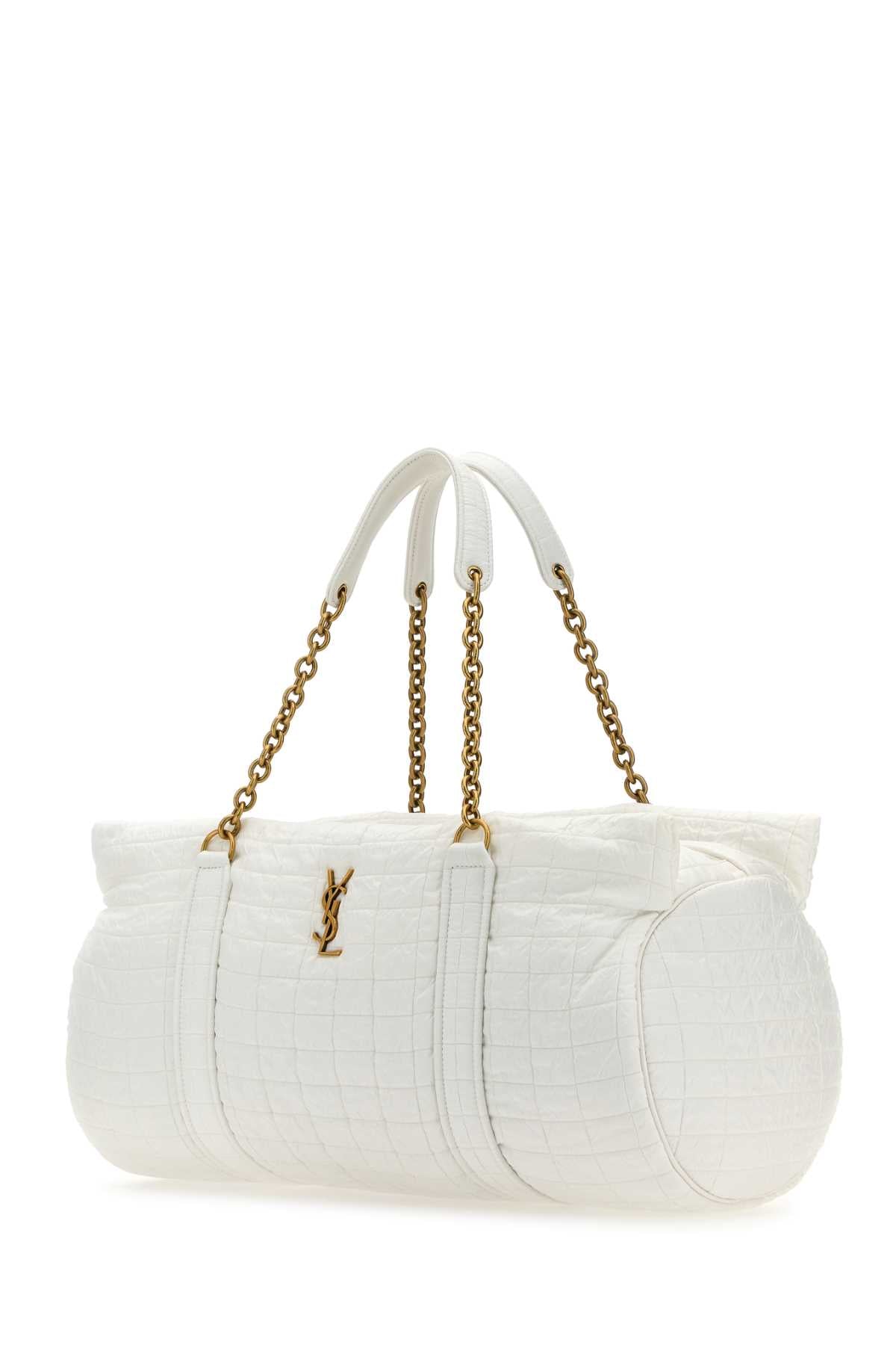 Saint Laurent Women White Fabric Gloria Travel Bag